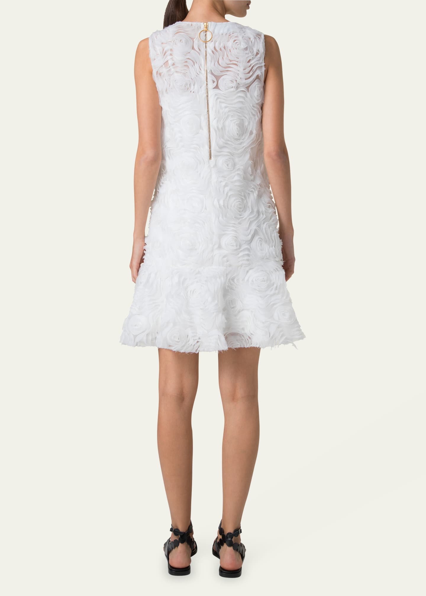 Akris punto 3D Carnation Tulle Embroidered Sleeveless Dress Image 3 of 5