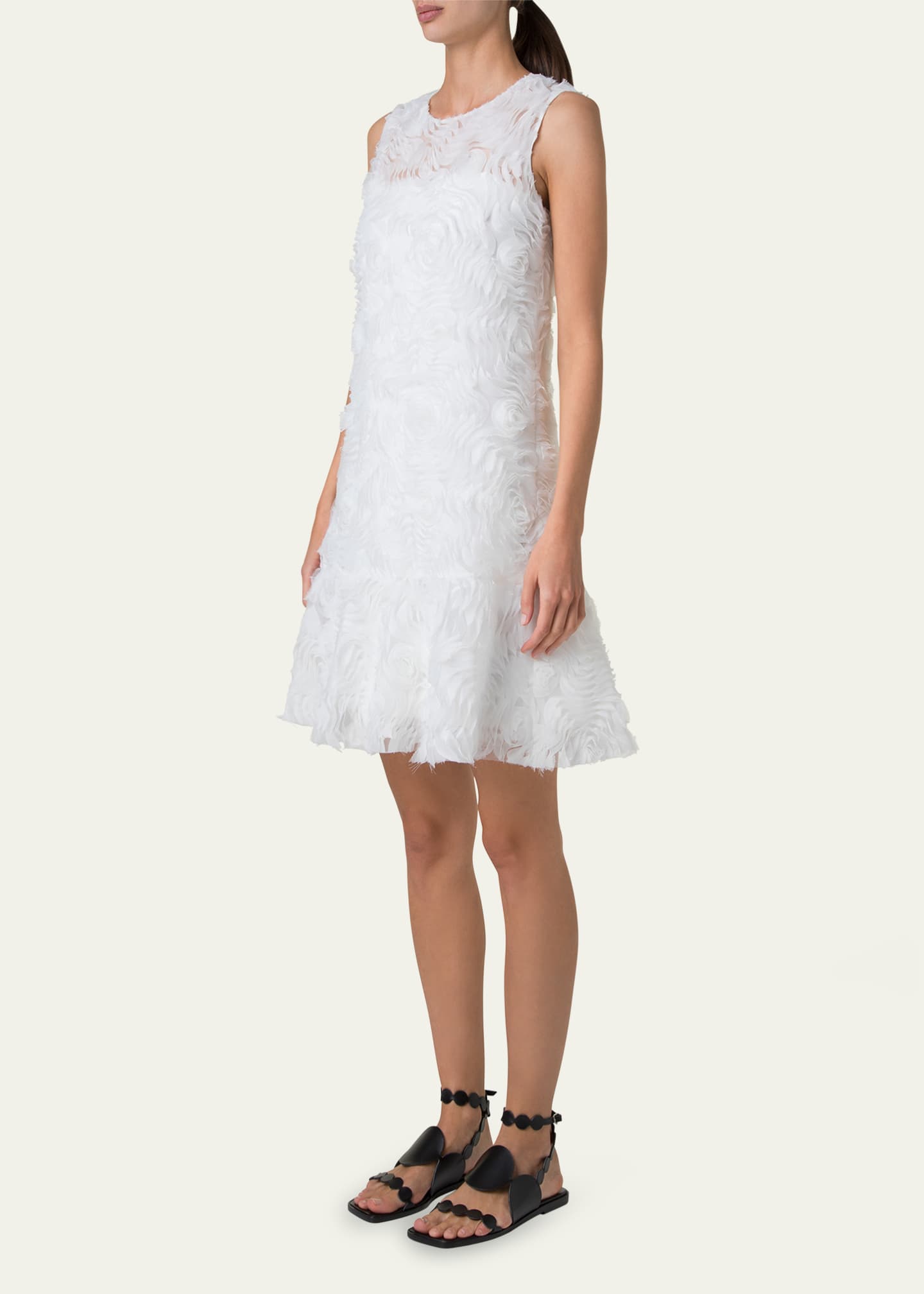 Akris punto 3D Carnation Tulle Embroidered Sleeveless Dress Image 4 of 5