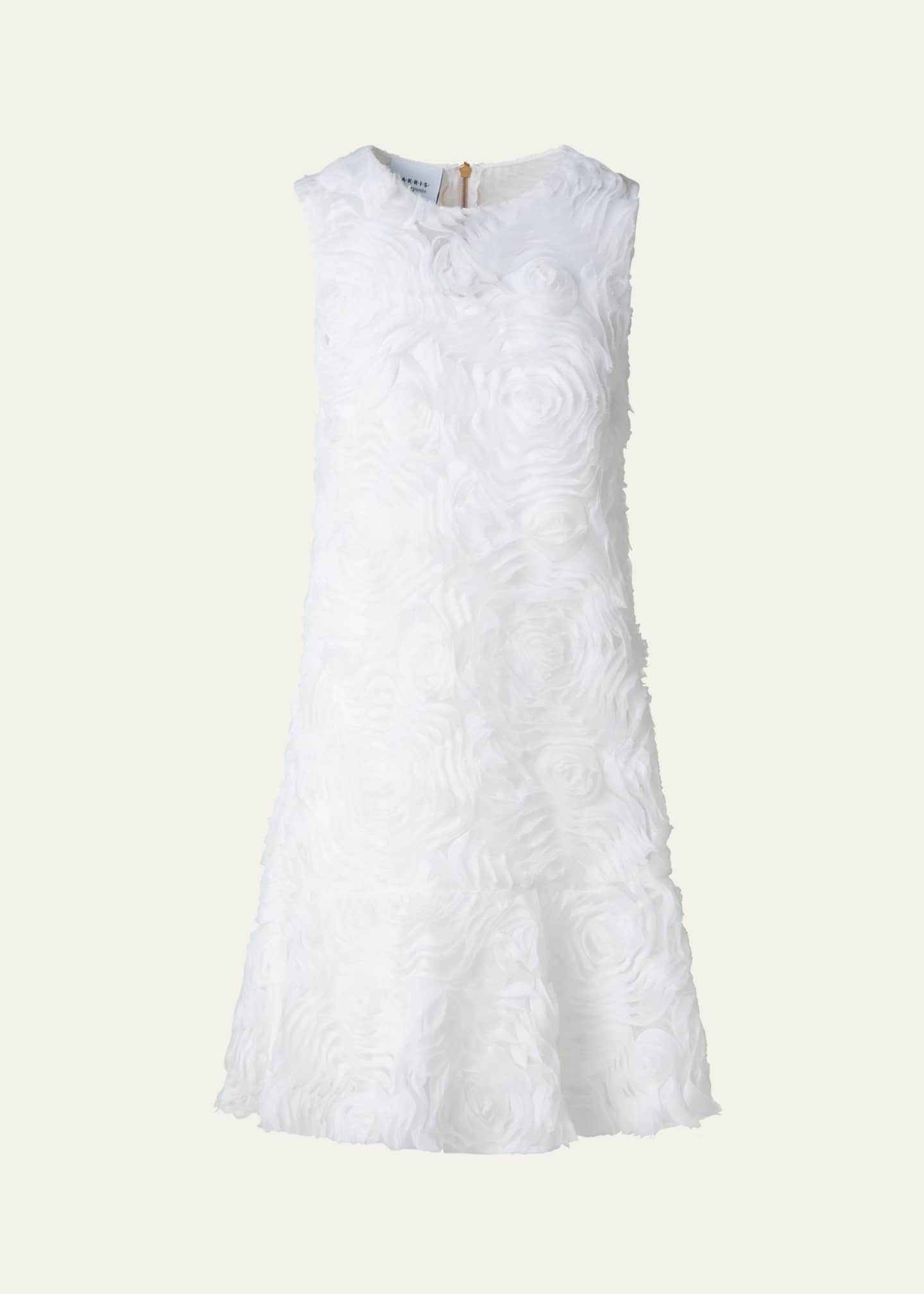 Akris punto 3D Carnation Tulle Embroidered Sleeveless Dress Image 1 of 5