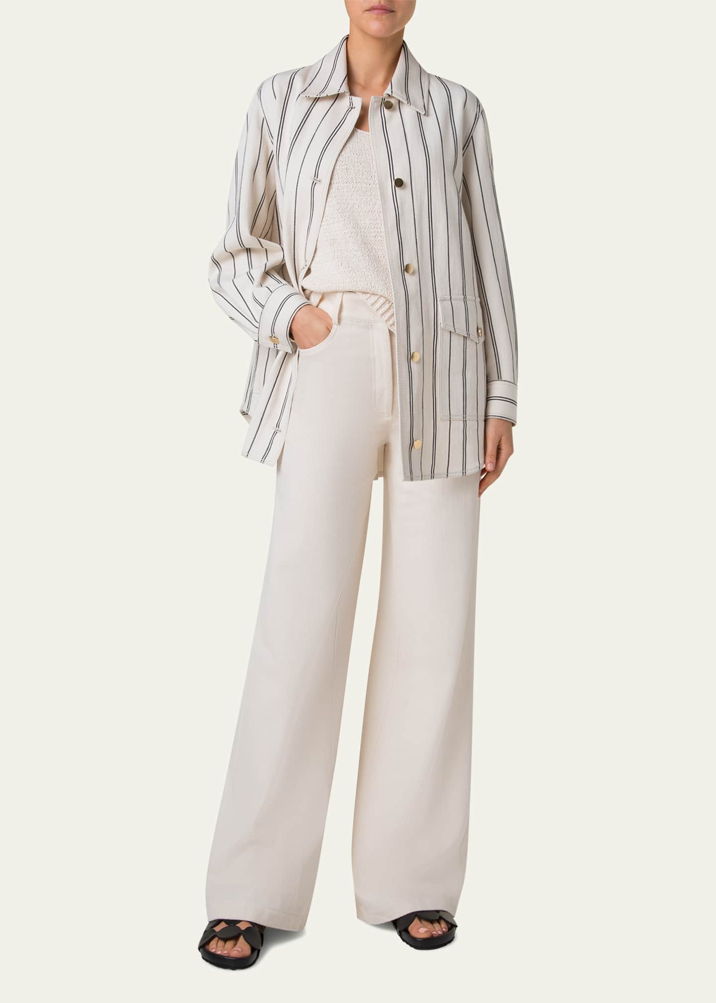 Akris punto Striped Denim Cotton Gabardine Boyfriend Jacket Image 2 of 5