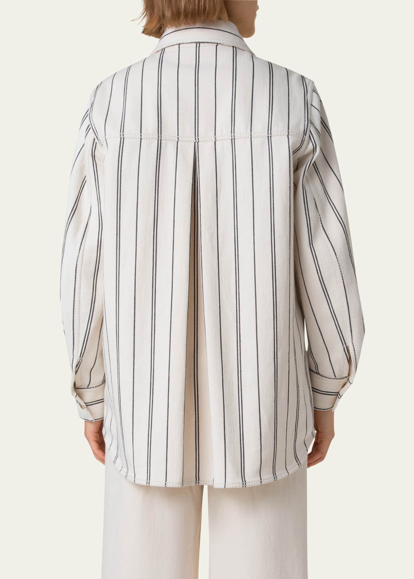 Akris punto Striped Denim Cotton Gabardine Boyfriend Jacket Image 3 of 5