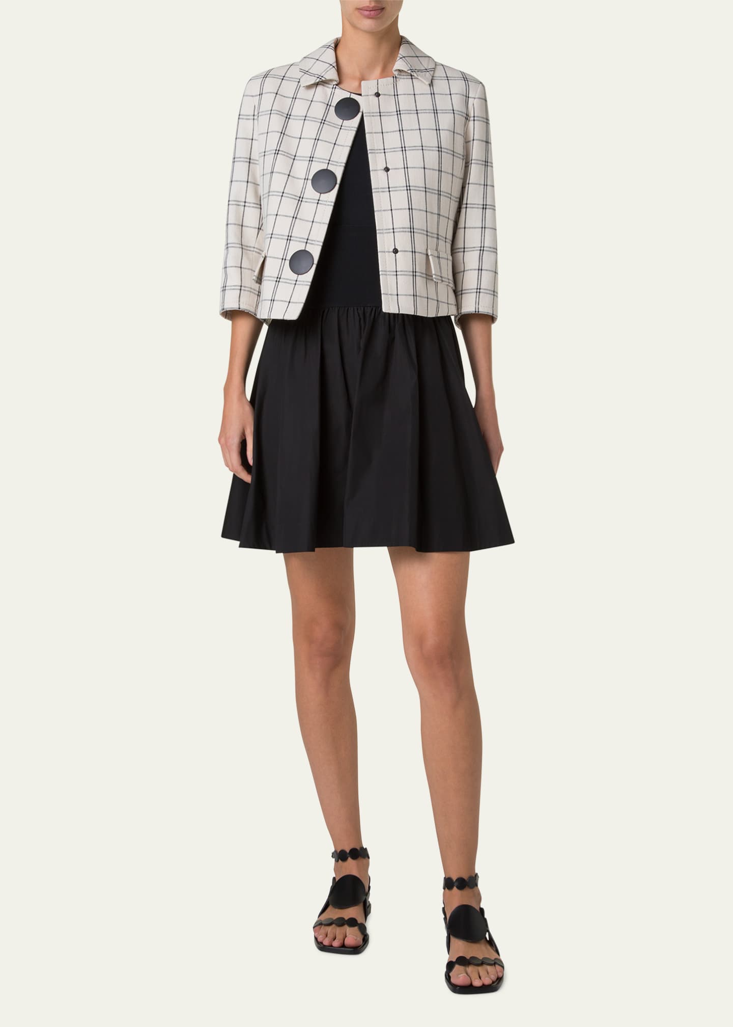 Akris punto Check Cashew Denim Cropped Jacket Image 2 of 5