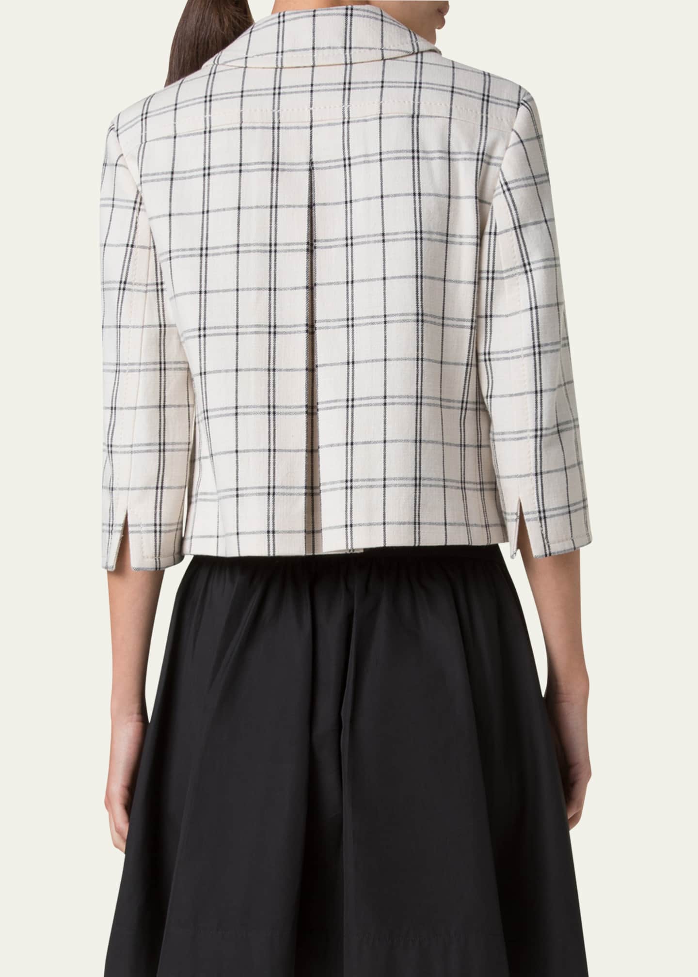 Akris punto Check Cashew Denim Cropped Jacket Image 3 of 5