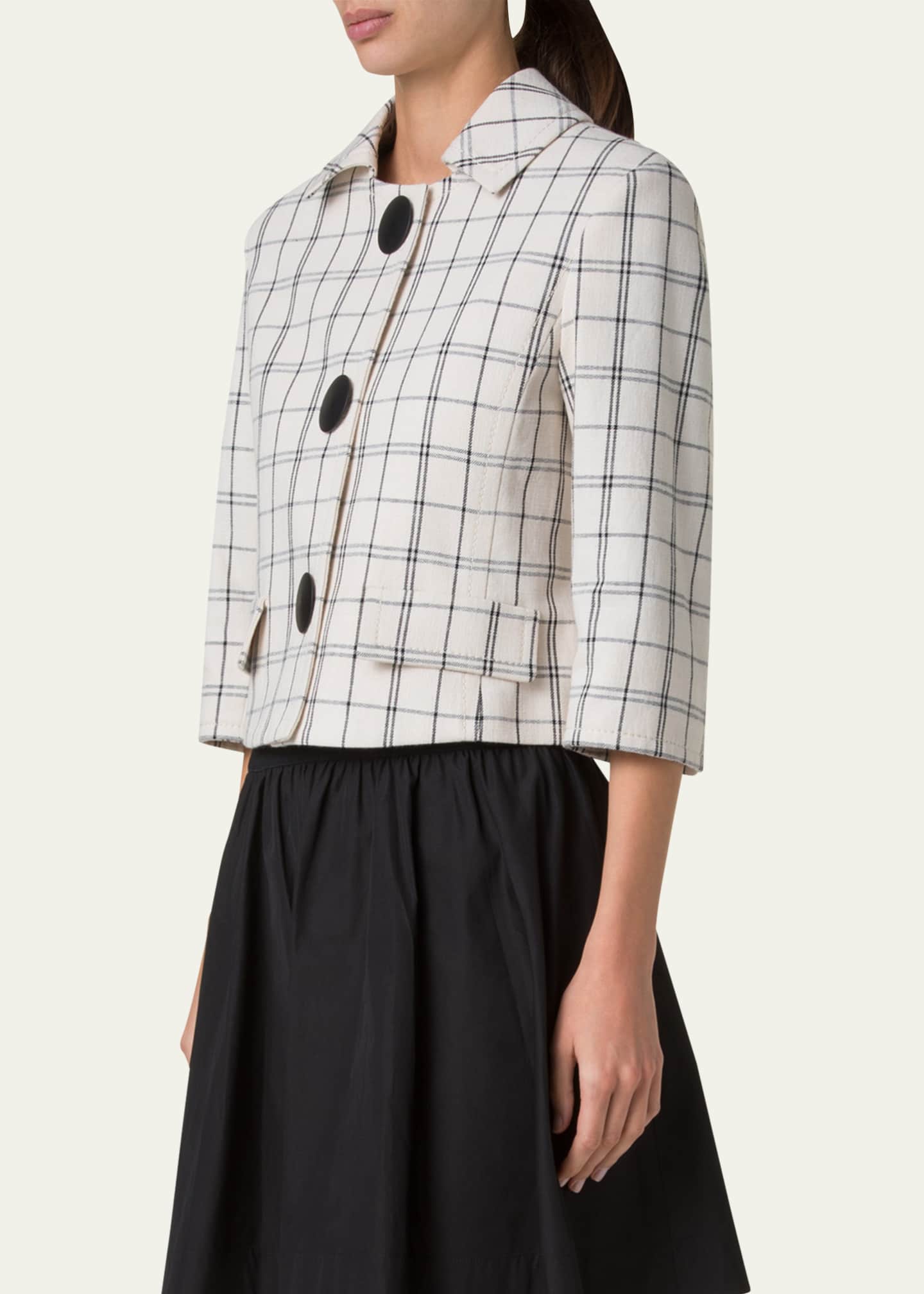 Akris punto Check Cashew Denim Cropped Jacket Image 4 of 5