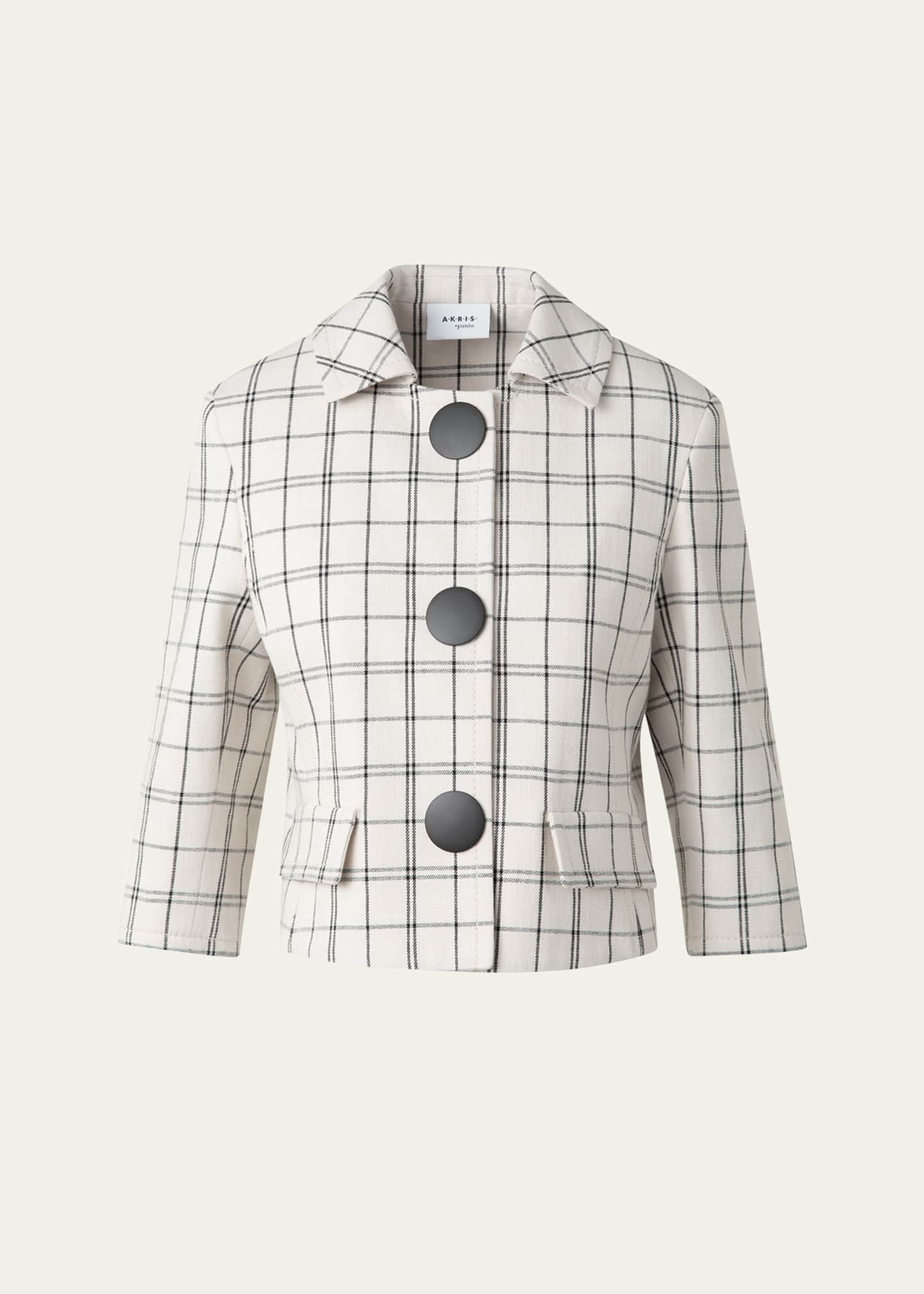 Akris punto Check Cashew Denim Cropped Jacket Image 1 of 5
