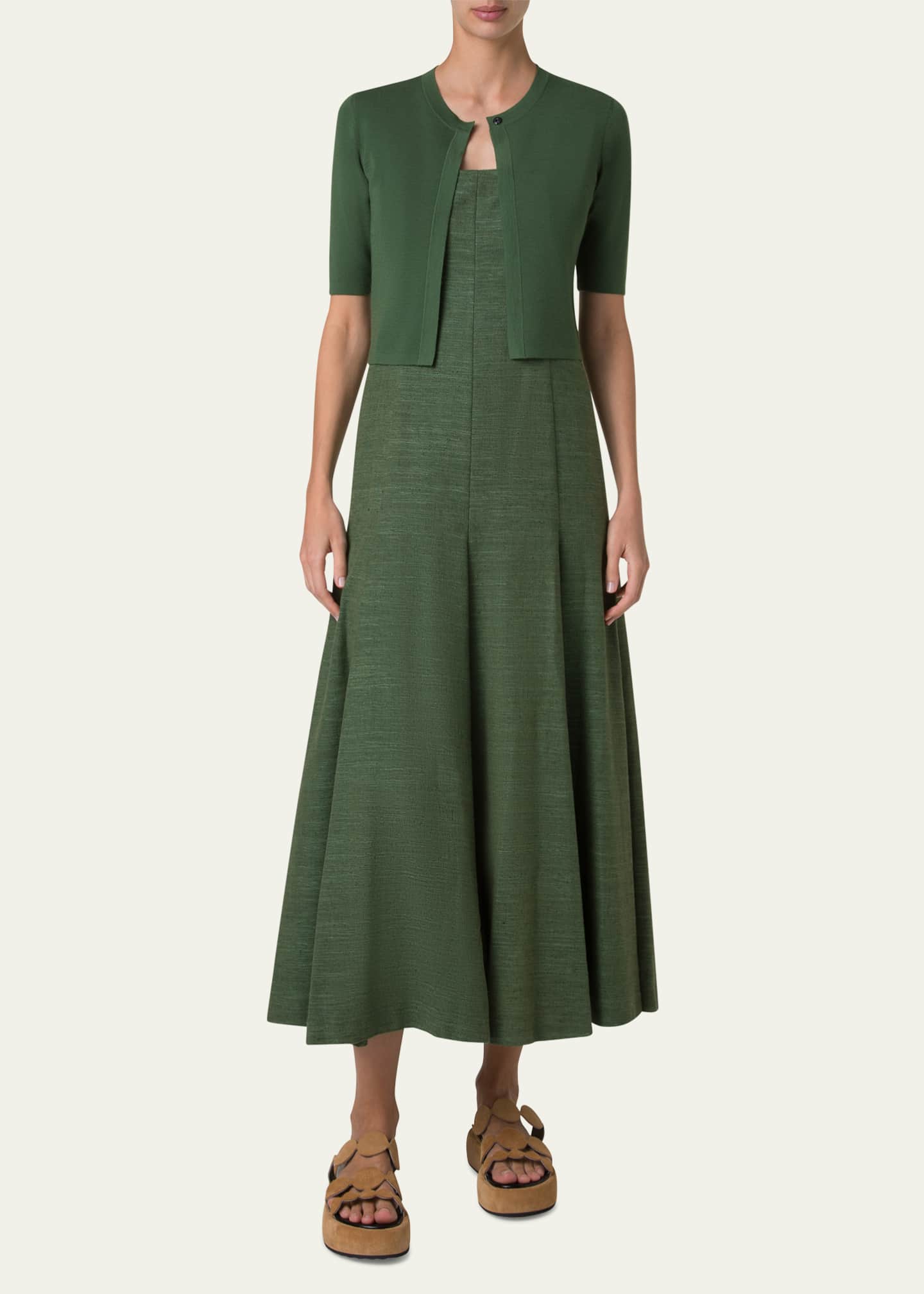 Akris punto One Button Merino Wool Cropped Cardigan Image 2 of 5