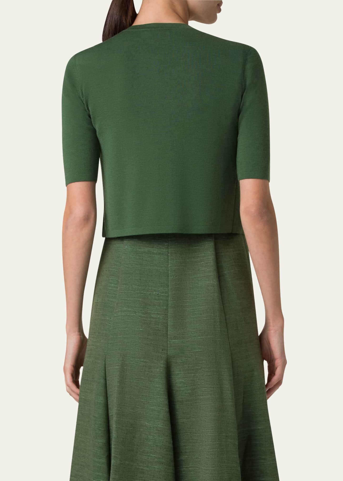 Akris punto One Button Merino Wool Cropped Cardigan Image 3 of 5
