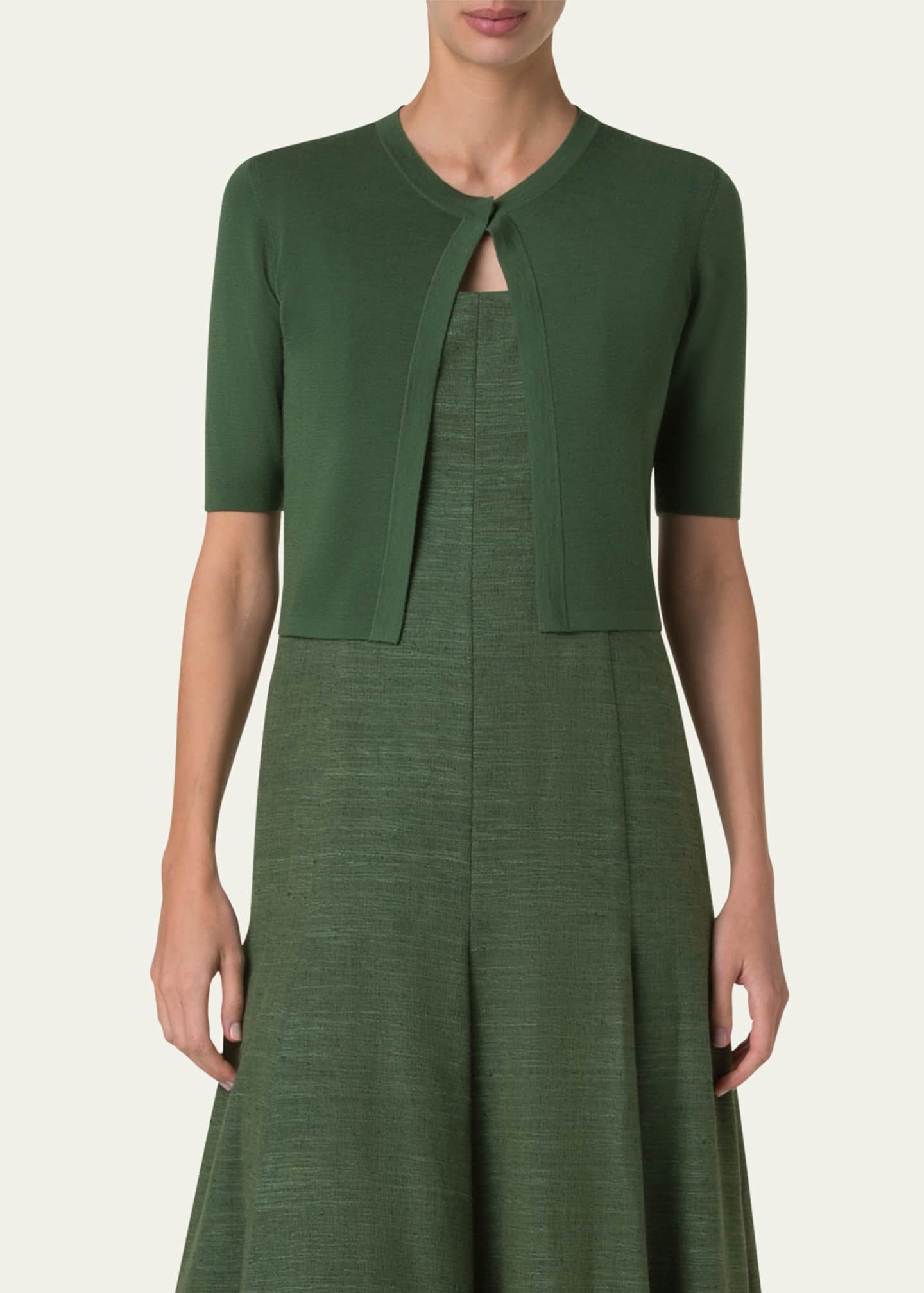 Akris punto One Button Merino Wool Cropped Cardigan Image 4 of 5