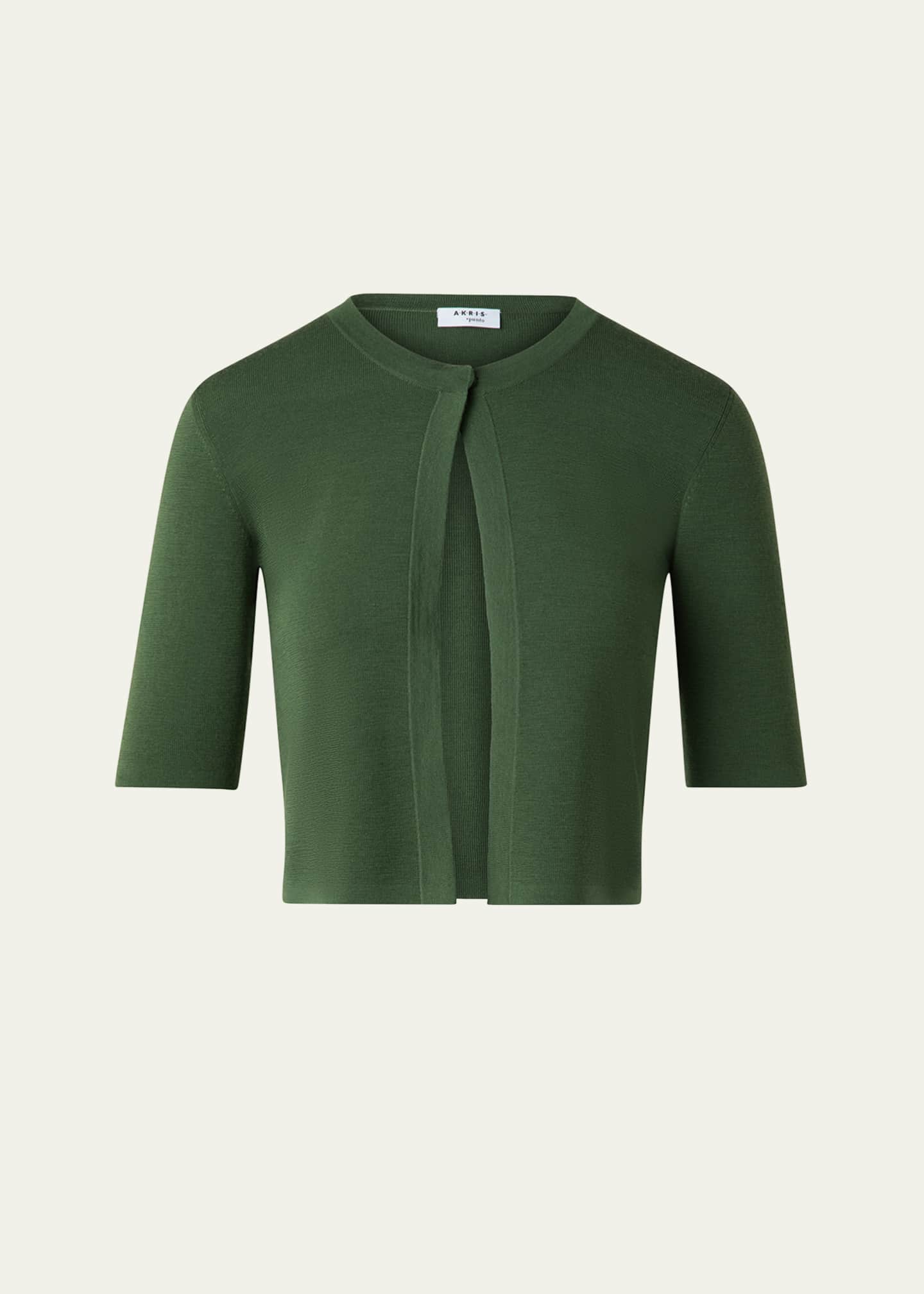Akris punto One Button Merino Wool Cropped Cardigan Image 1 of 5