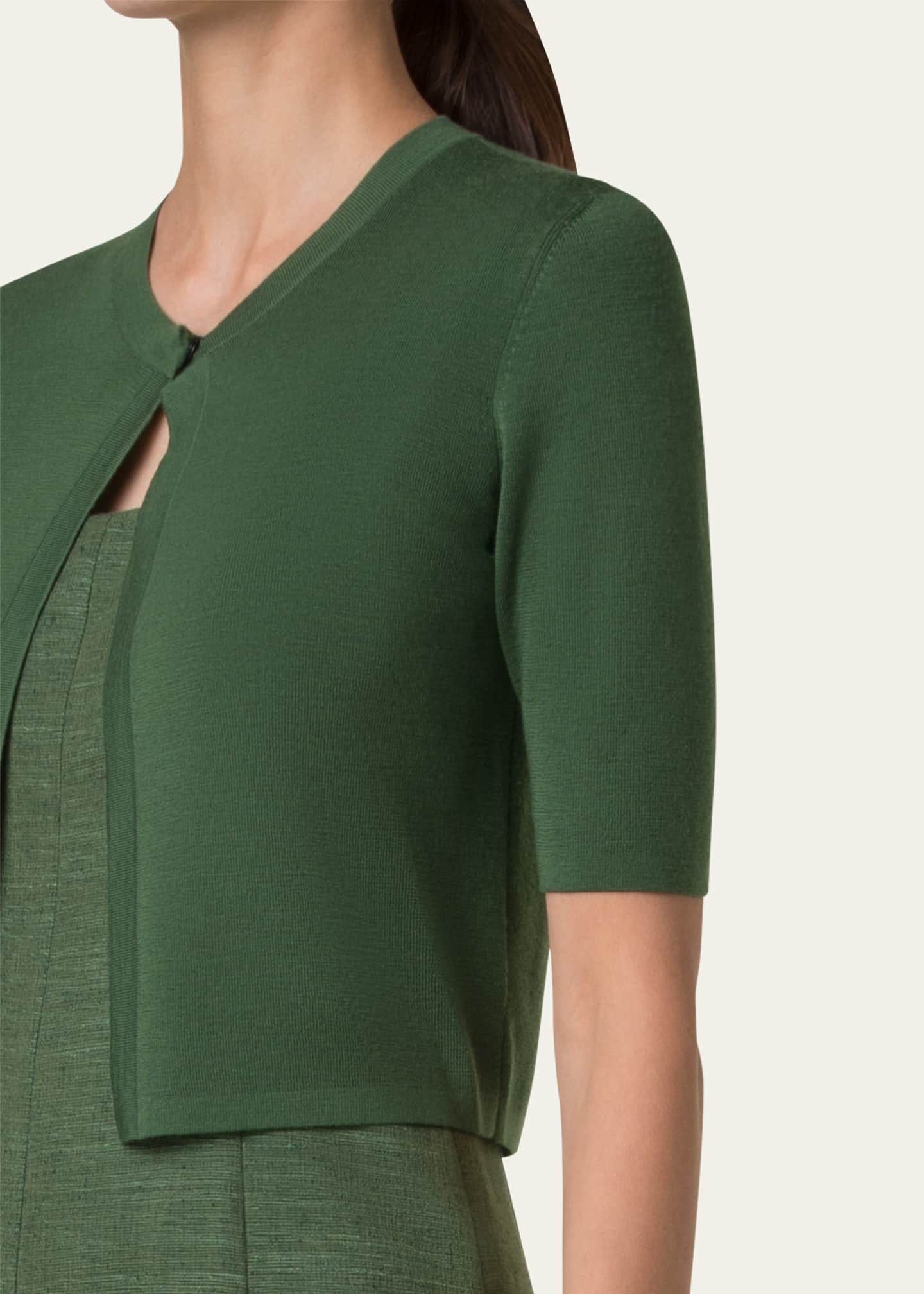 Akris punto One Button Merino Wool Cropped Cardigan Image 5 of 5
