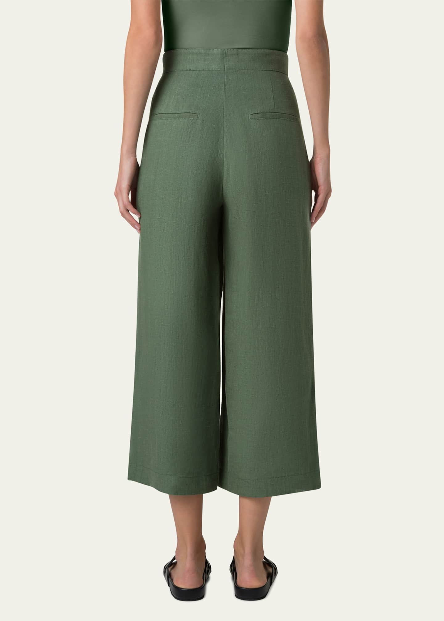 Akris punto Filip Washed Raw Linen Straight-Leg Crop Pants Image 3 of 5