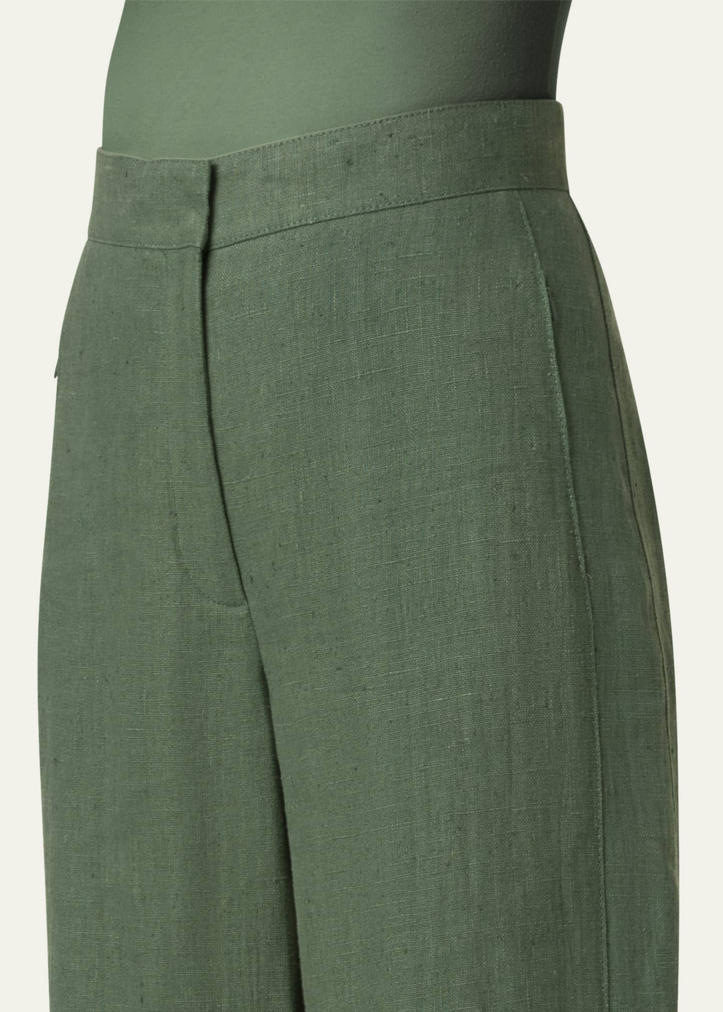 Akris punto Filip Washed Raw Linen Straight-Leg Crop Pants Image 5 of 5