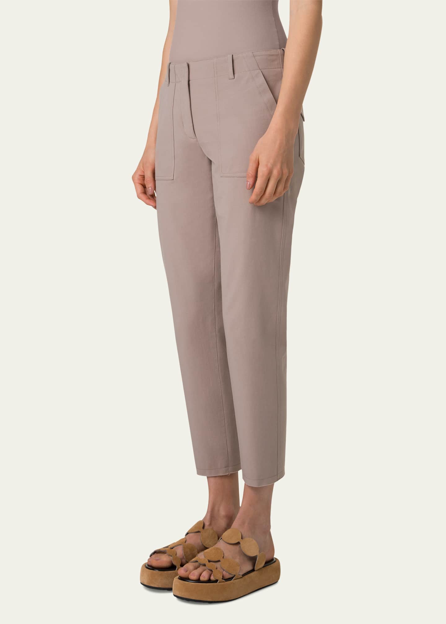 Akris punto Franco Bi-Stretch Cotton Gabardine Slim-Leg Ankle Pants Image 4 of 5