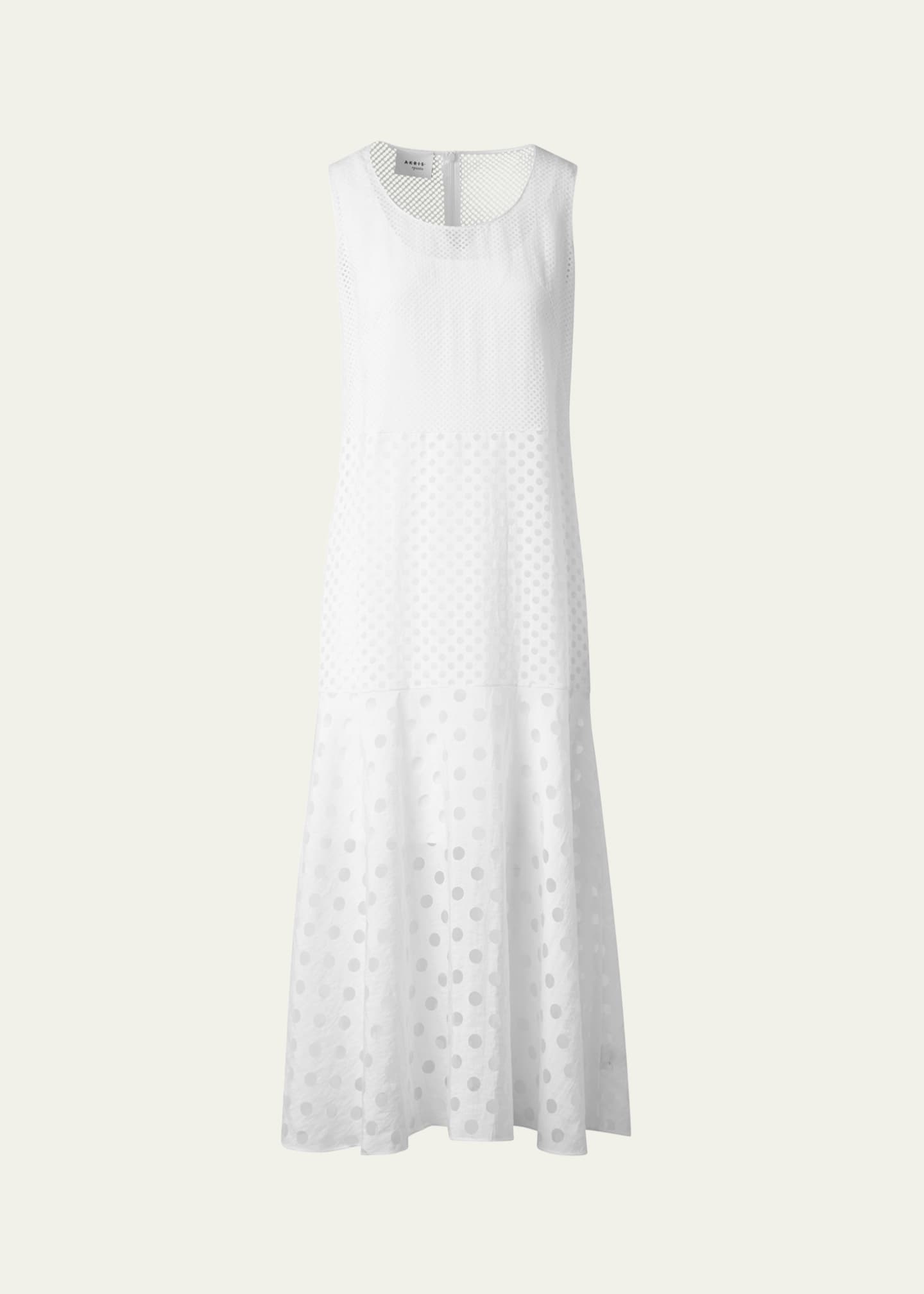 Akris punto Polka Dot Organzino Sleeveless Midi Dress Image 1 of 5