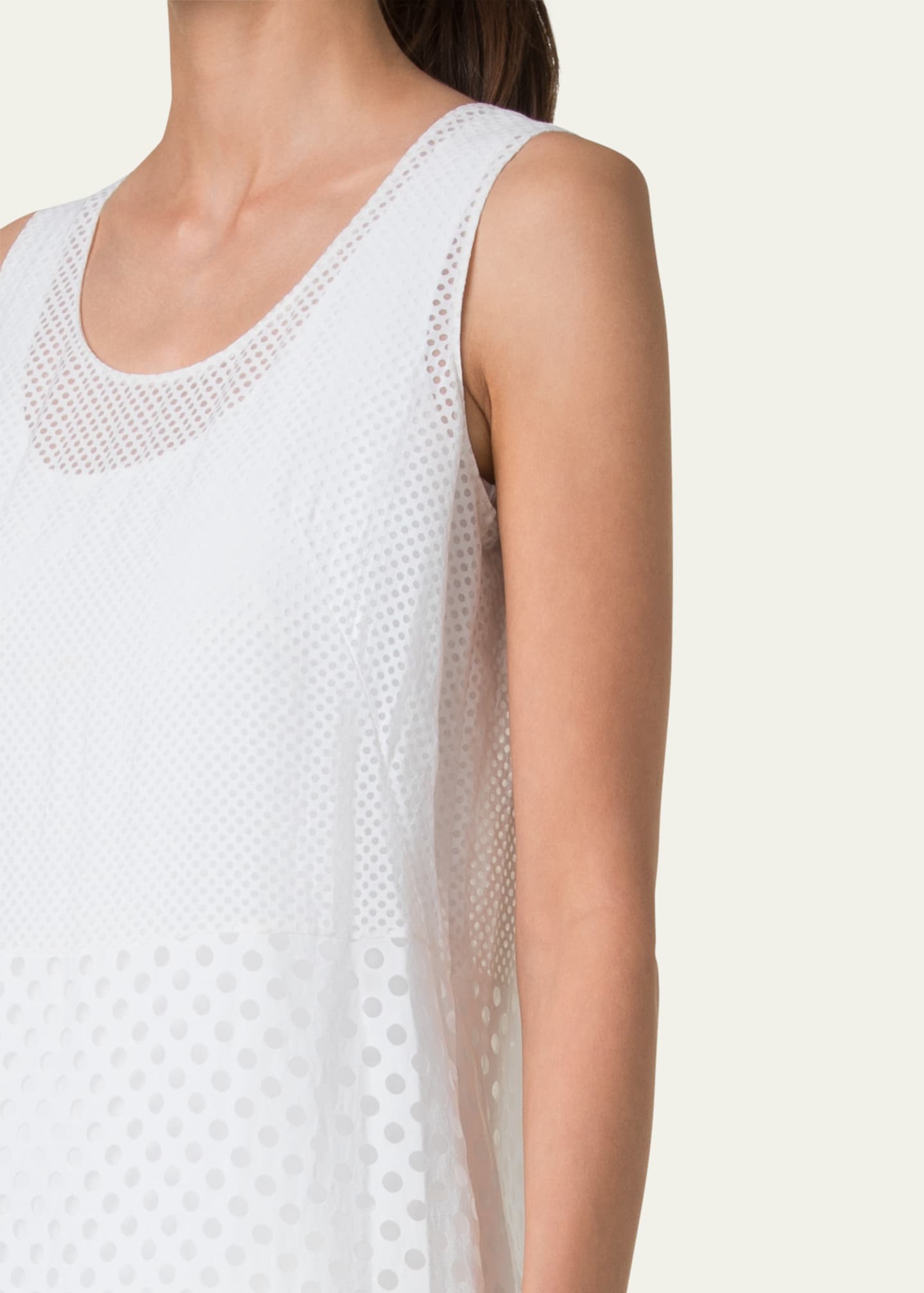 Akris punto Polka Dot Organzino Sleeveless Midi Dress Image 5 of 5