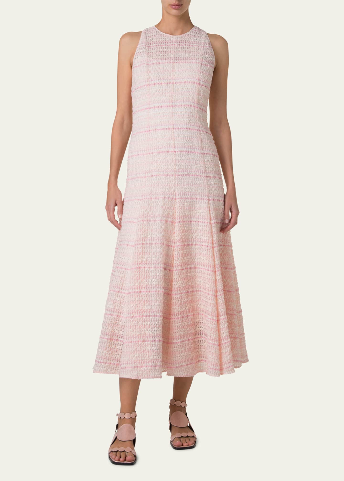 Akris punto Sleeveless Tweed Organzino Midi Dress Image 2 of 5