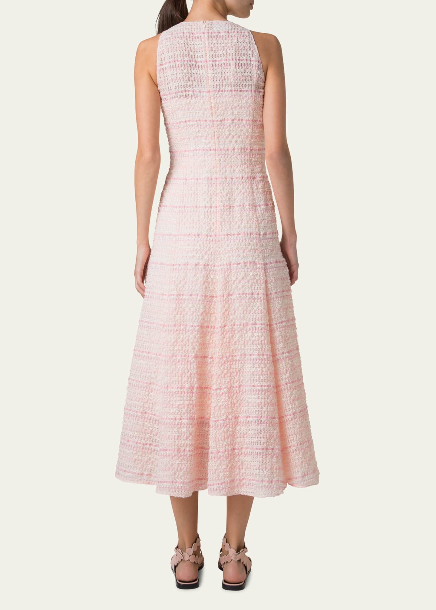 Akris punto Sleeveless Tweed Organzino Midi Dress Image 3 of 5