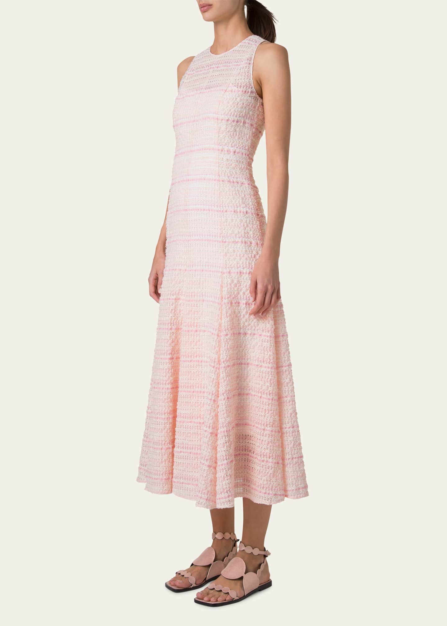 Akris punto Sleeveless Tweed Organzino Midi Dress Image 4 of 5