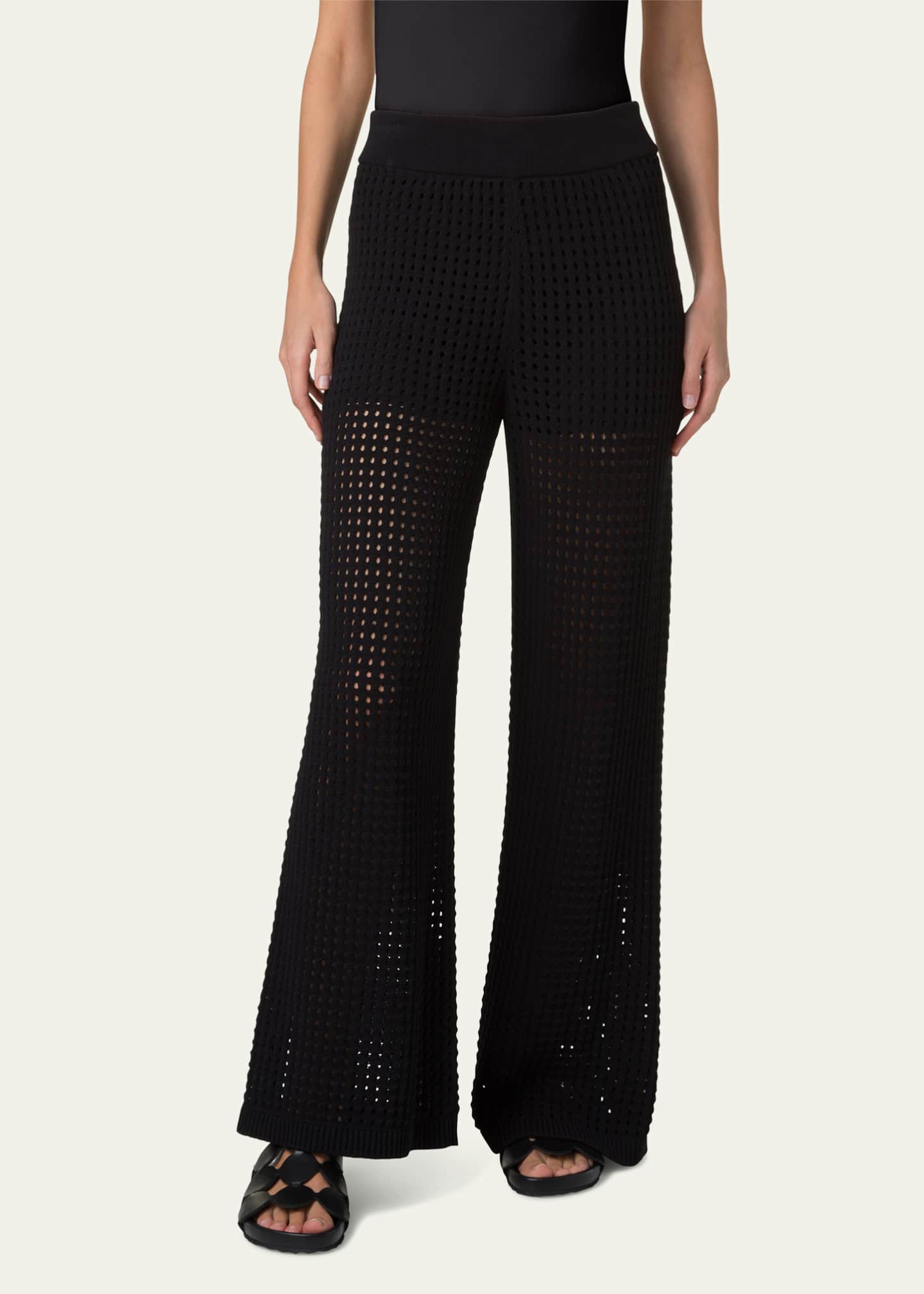 Akris punto Chunky Cotton Crochet Knit Straight-Leg Pants Image 2 of 5