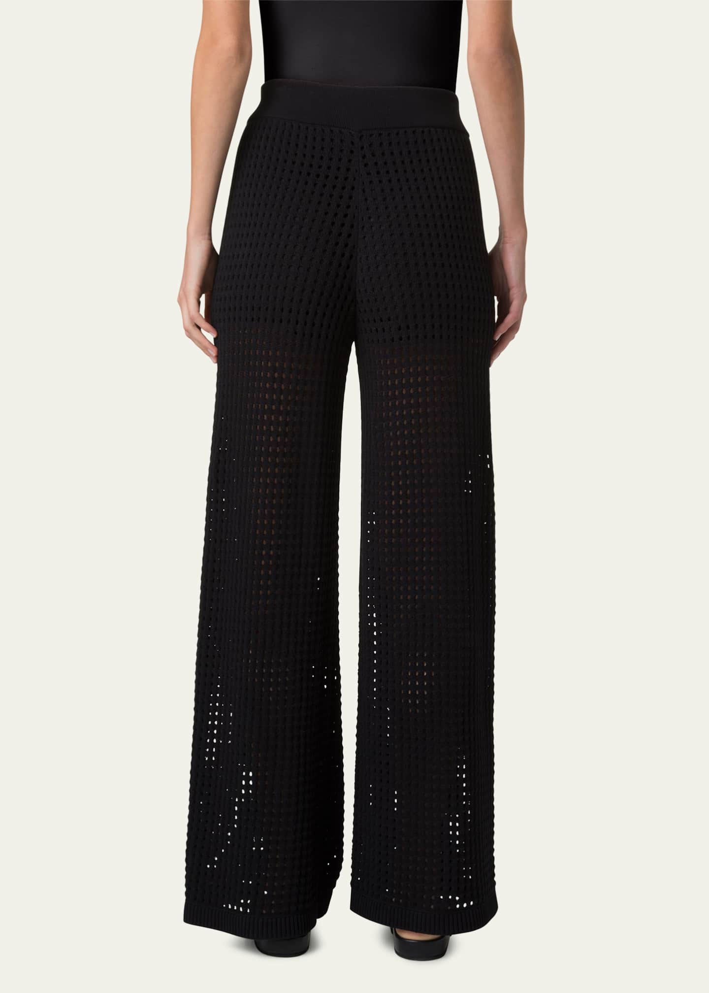 Akris punto Chunky Cotton Crochet Knit Straight-Leg Pants Image 3 of 5