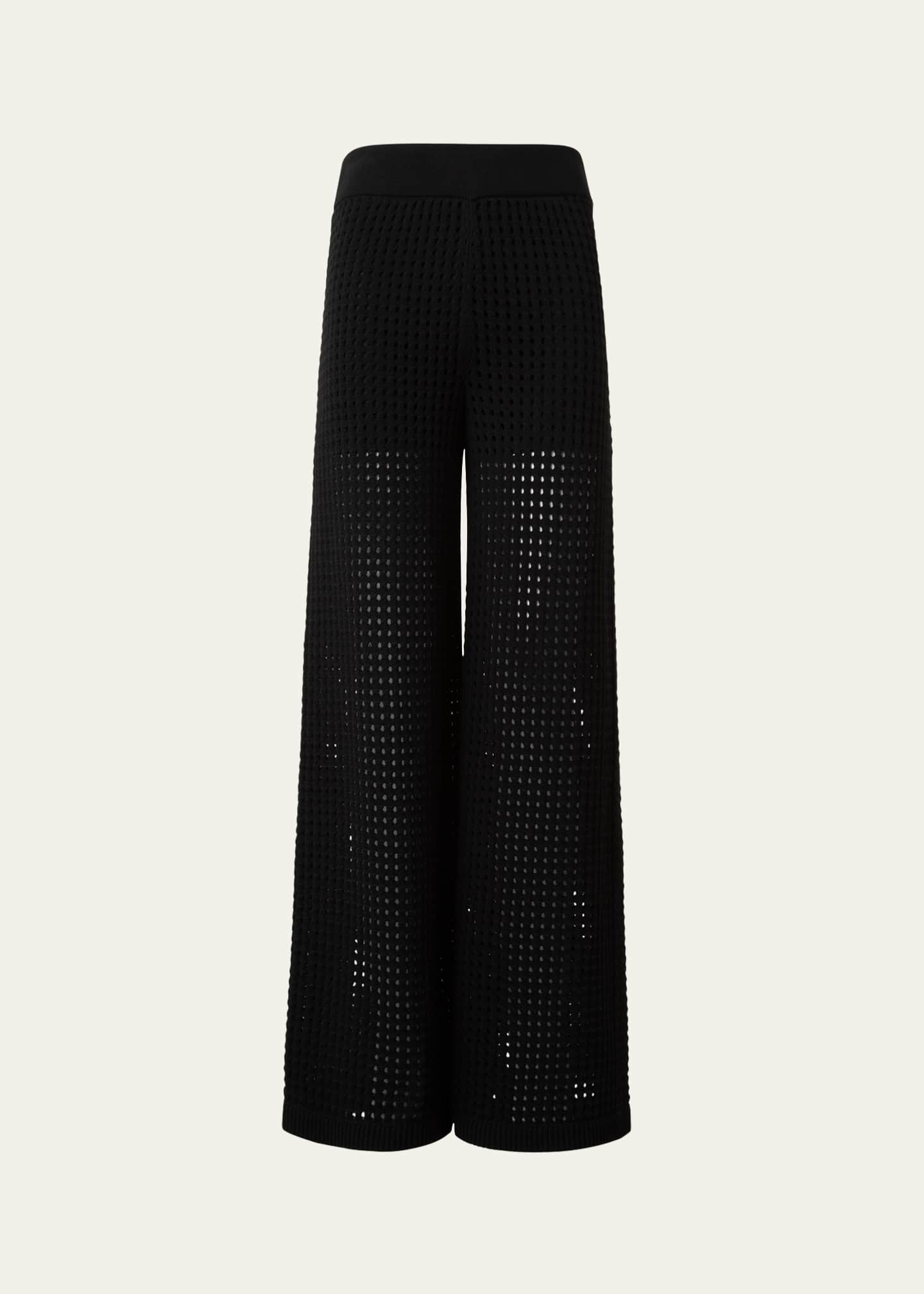 Akris punto Chunky Cotton Crochet Knit Straight-Leg Pants Image 1 of 5