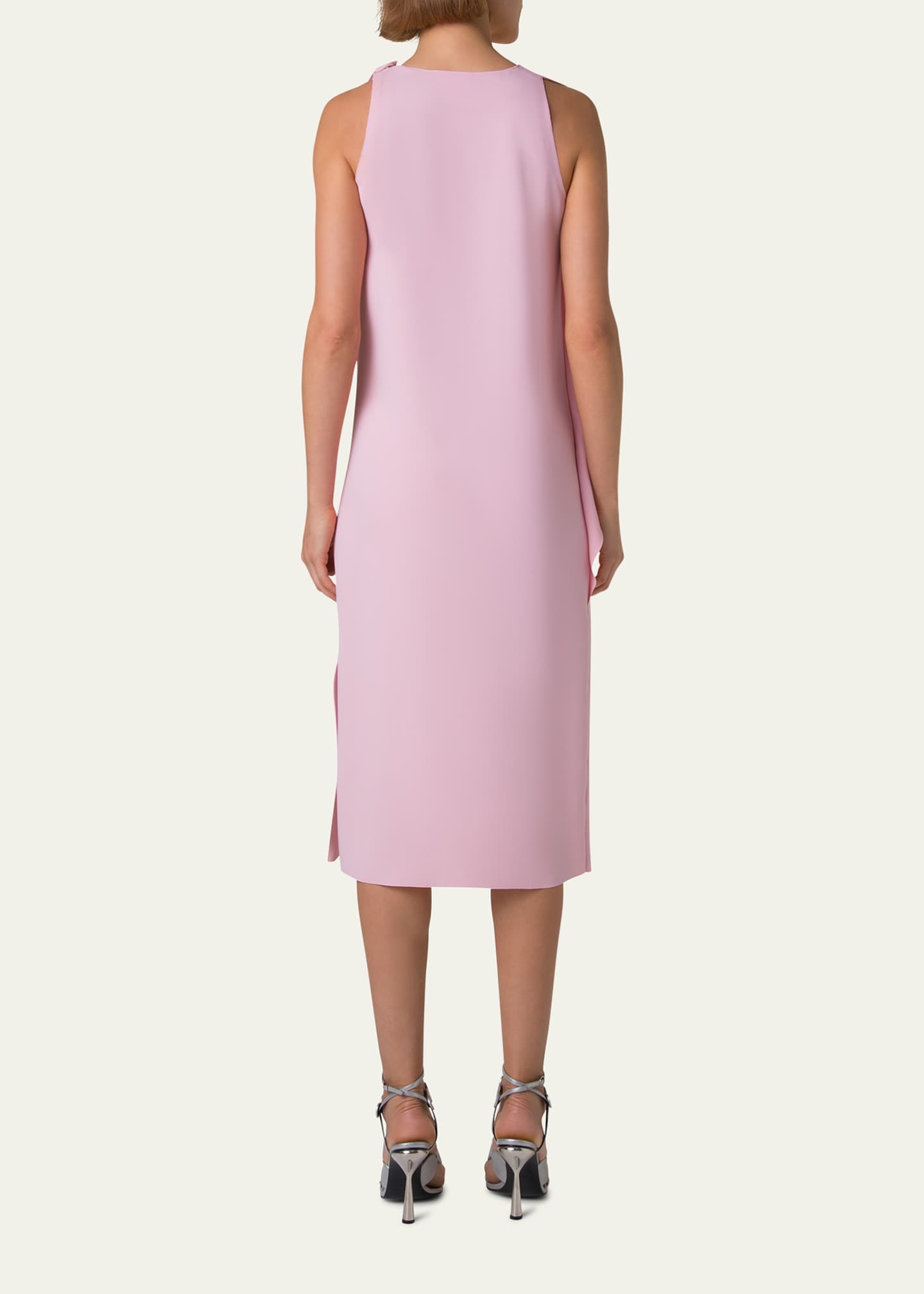 Akris punto Lasercut Shoulder-Drape Midi Dress Image 3 of 5