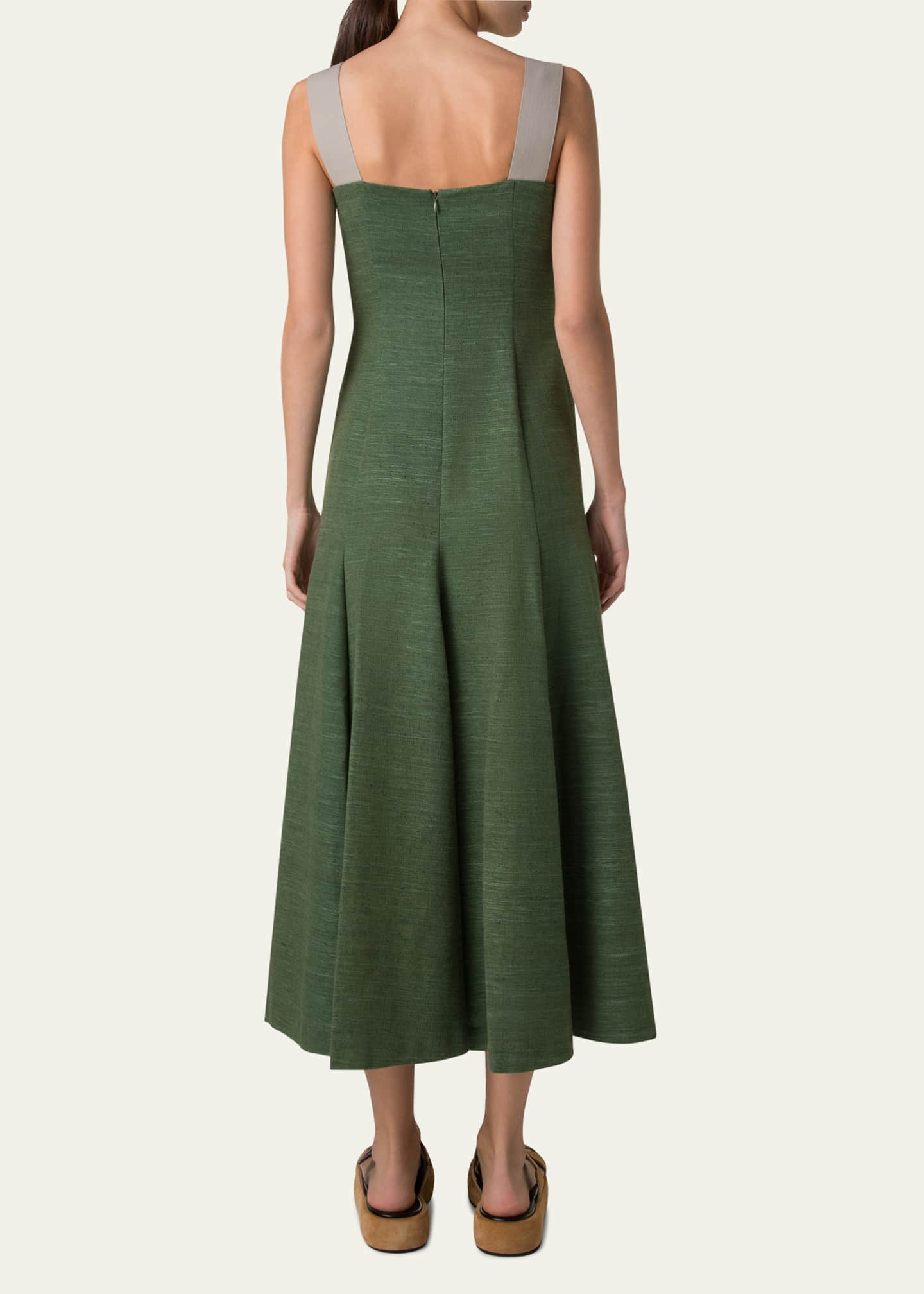 Akris punto Fit-Flare Indian Silk Midi Dress Image 3 of 5