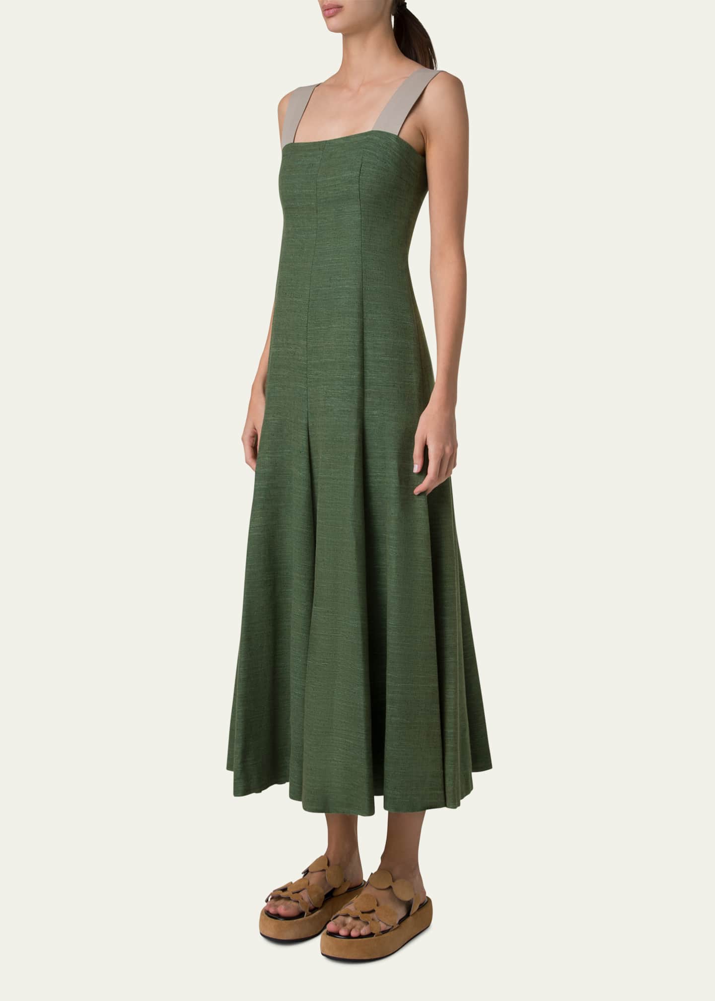 Akris punto Fit-Flare Indian Silk Midi Dress Image 4 of 5
