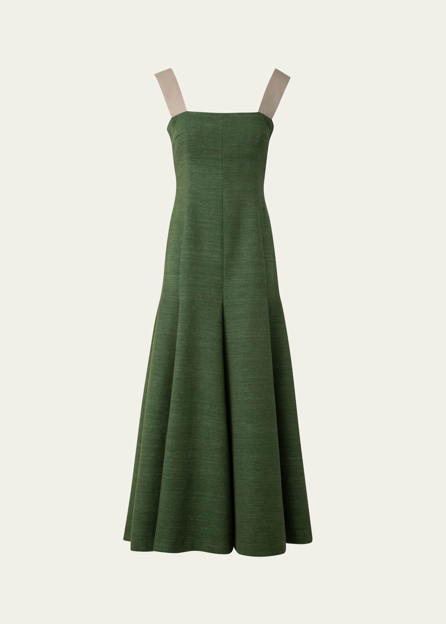 Akris punto Fit-Flare Indian Silk Midi Dress Image 1 of 5