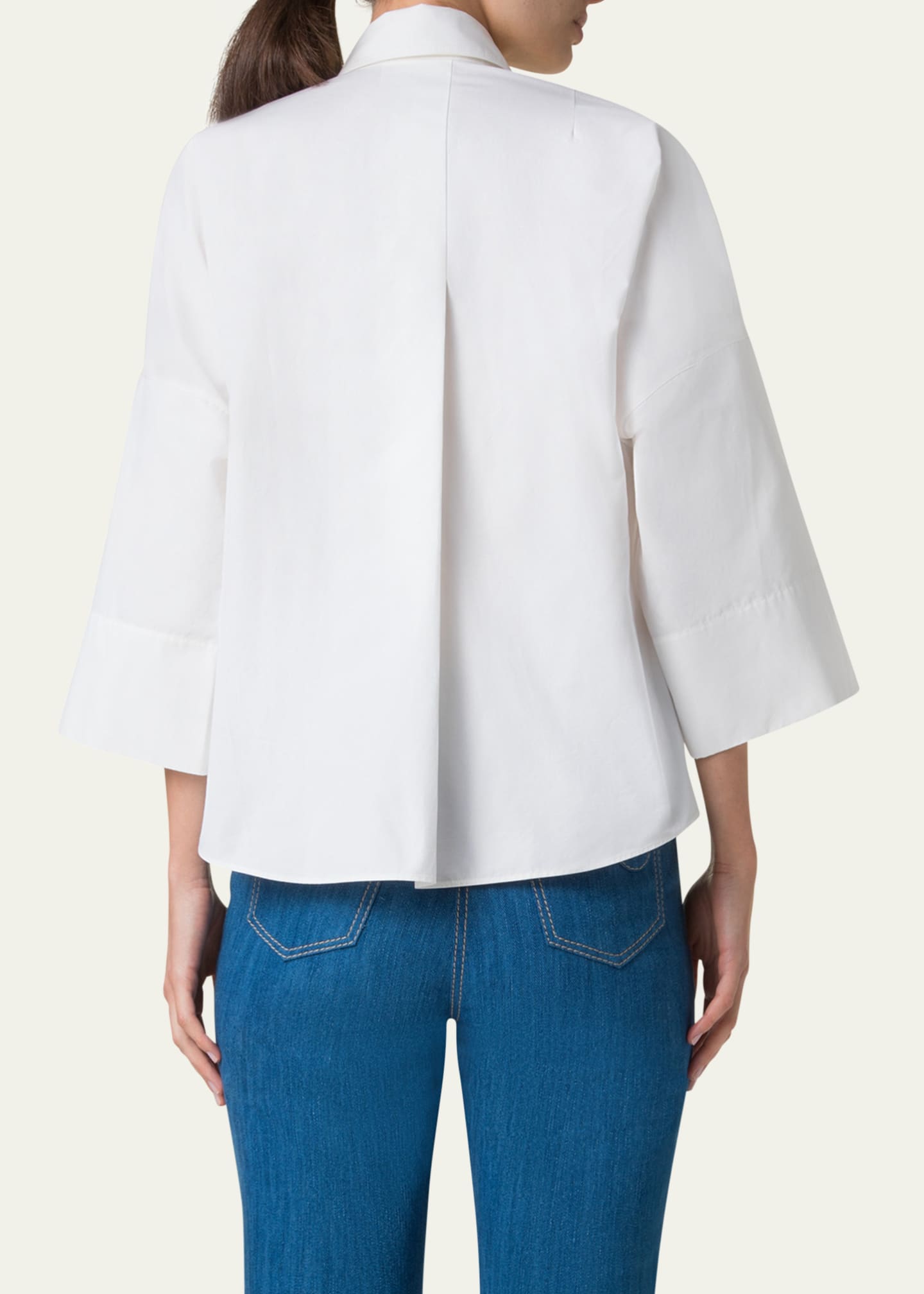 Akris punto Carnation Applique Button-Down Cotton Shirt Image 3 of 5
