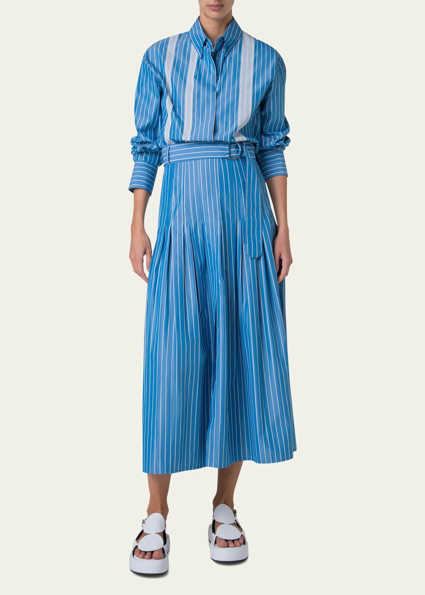 Akris punto Striped Cotton Poplin Button-Down Shirt Image 2 of 5