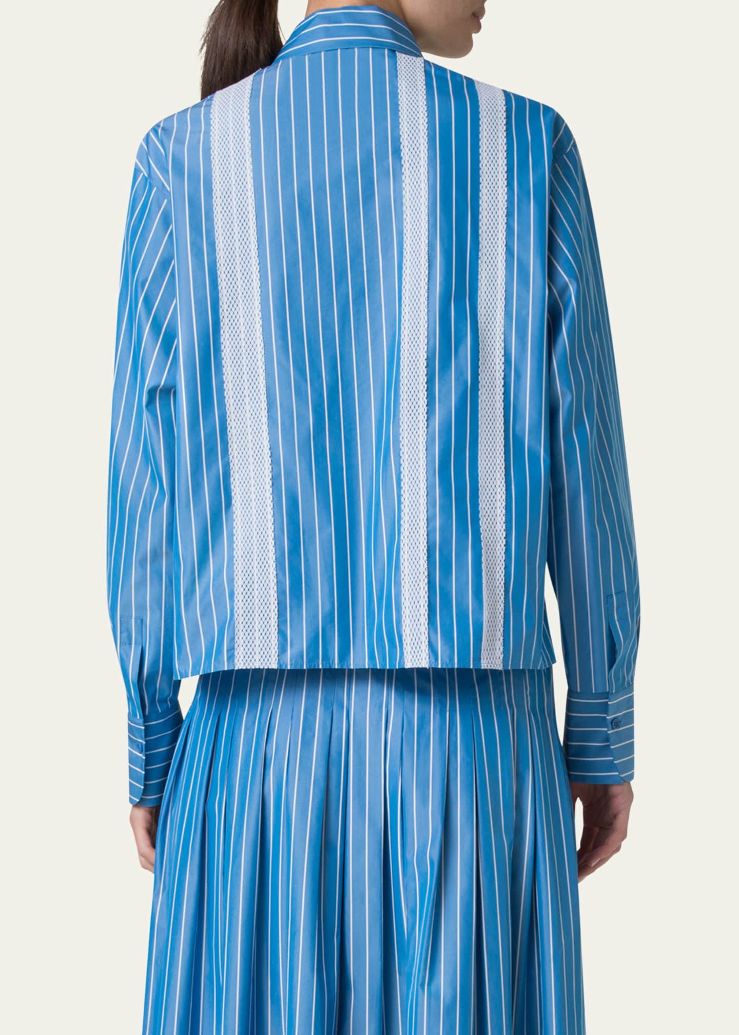 Akris punto Striped Cotton Poplin Button-Down Shirt Image 3 of 5
