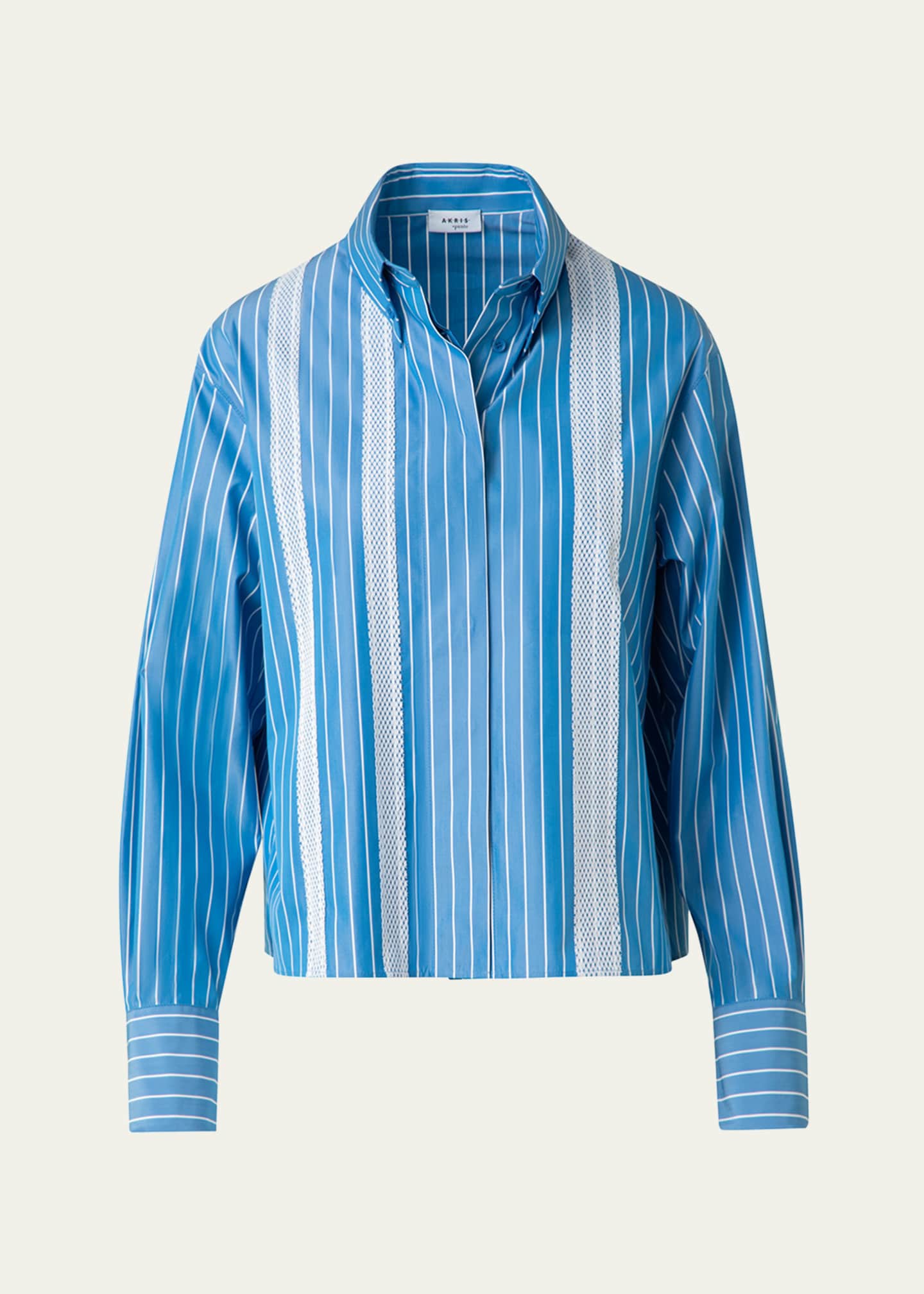 Akris punto Striped Cotton Poplin Button-Down Shirt Image 1 of 5