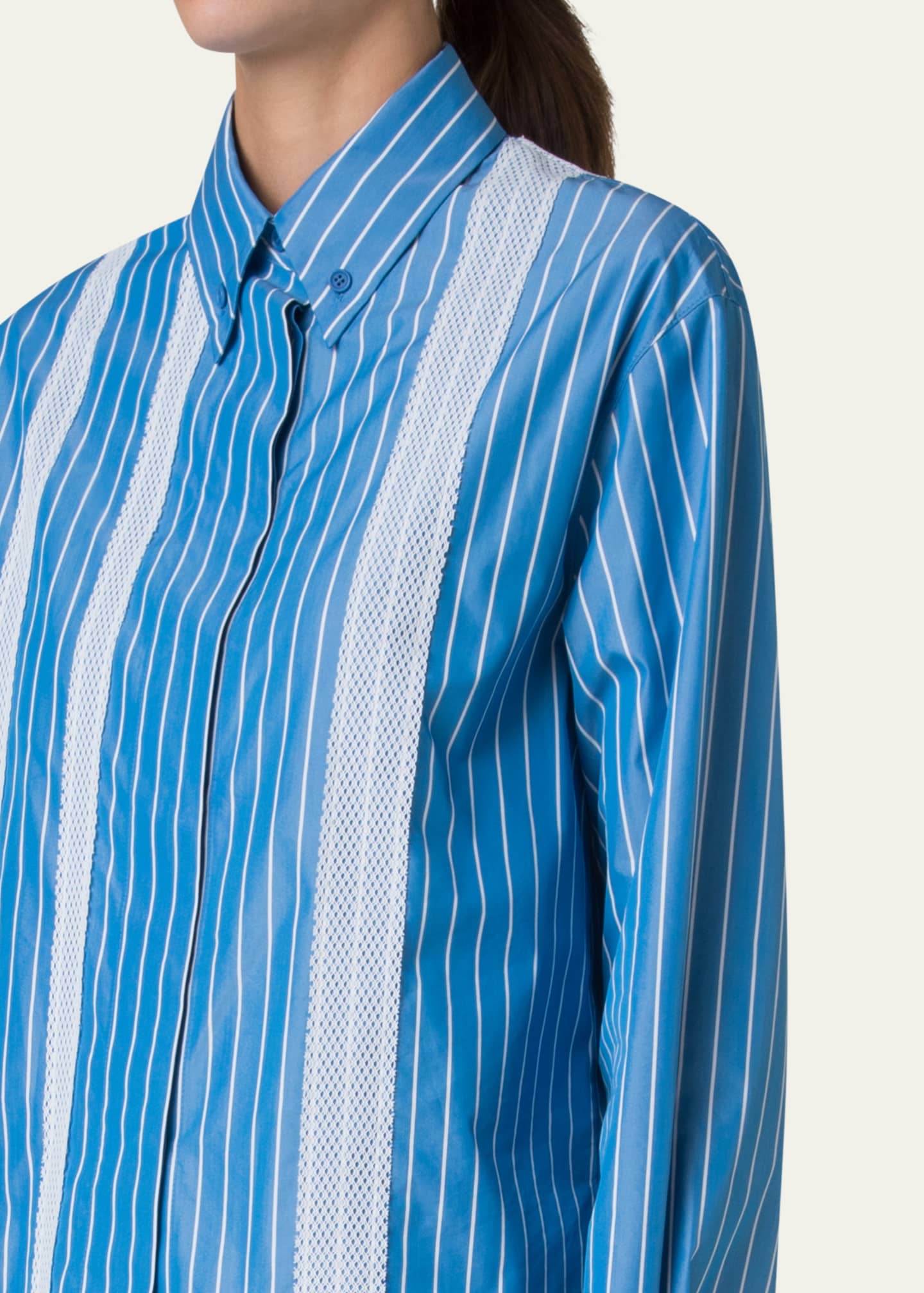 Akris punto Striped Cotton Poplin Button-Down Shirt Image 5 of 5
