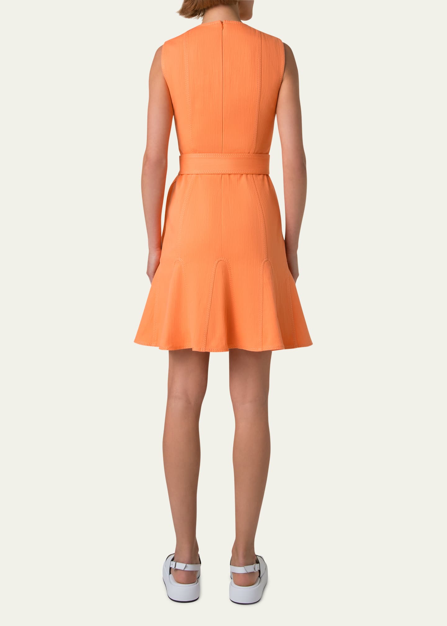 Akris punto Godet Hem Belted Cotton Denim Dress Image 3 of 4