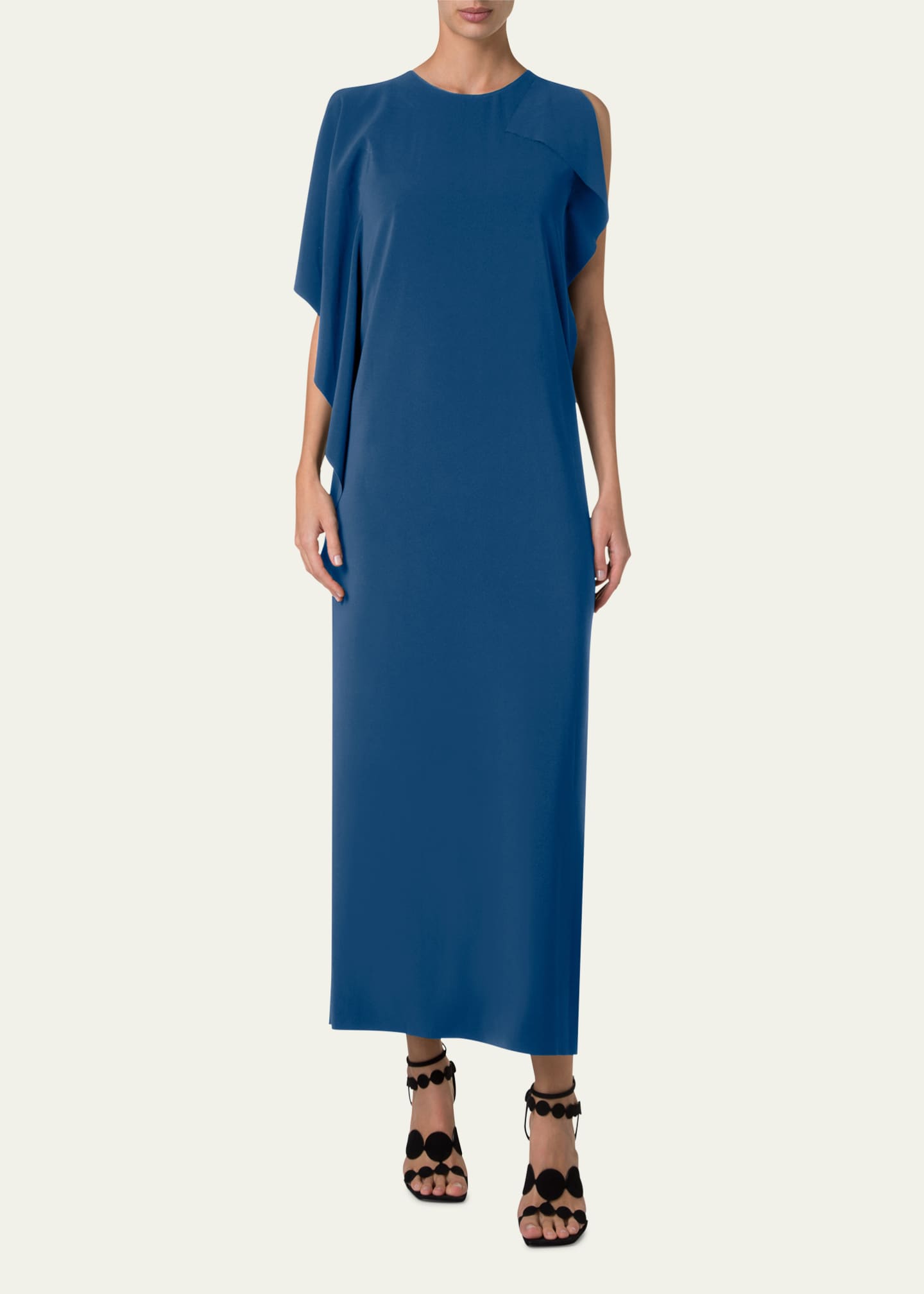 Akris punto Lasercut Off-Shoulder Drape Midi Dress Image 2 of 4