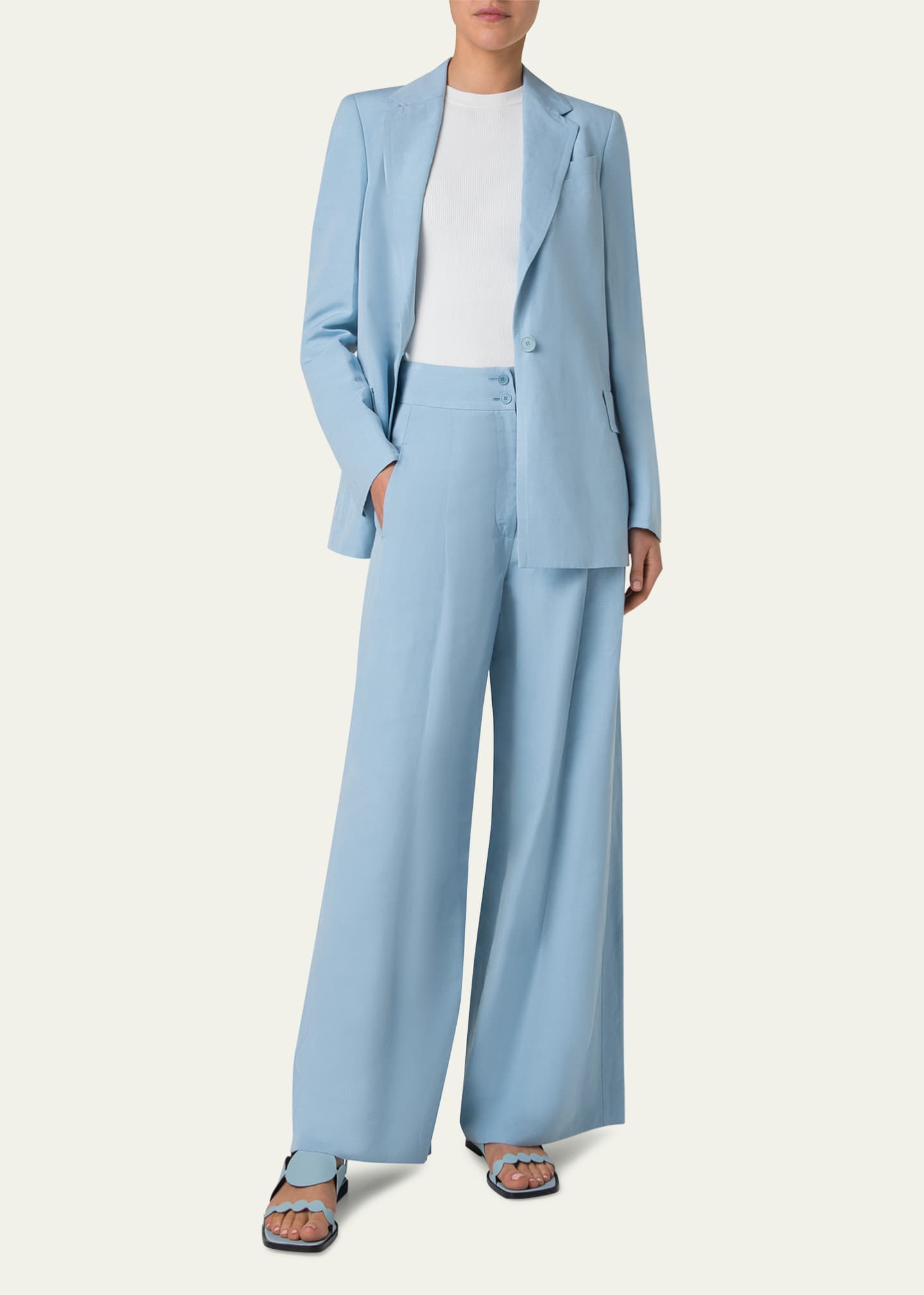 Akris punto One-Button Linen Boyfriend Blazer Image 2 of 5