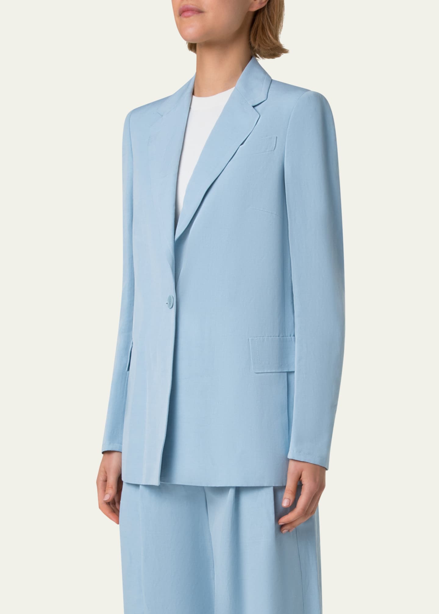 Akris punto One-Button Linen Boyfriend Blazer Image 4 of 5