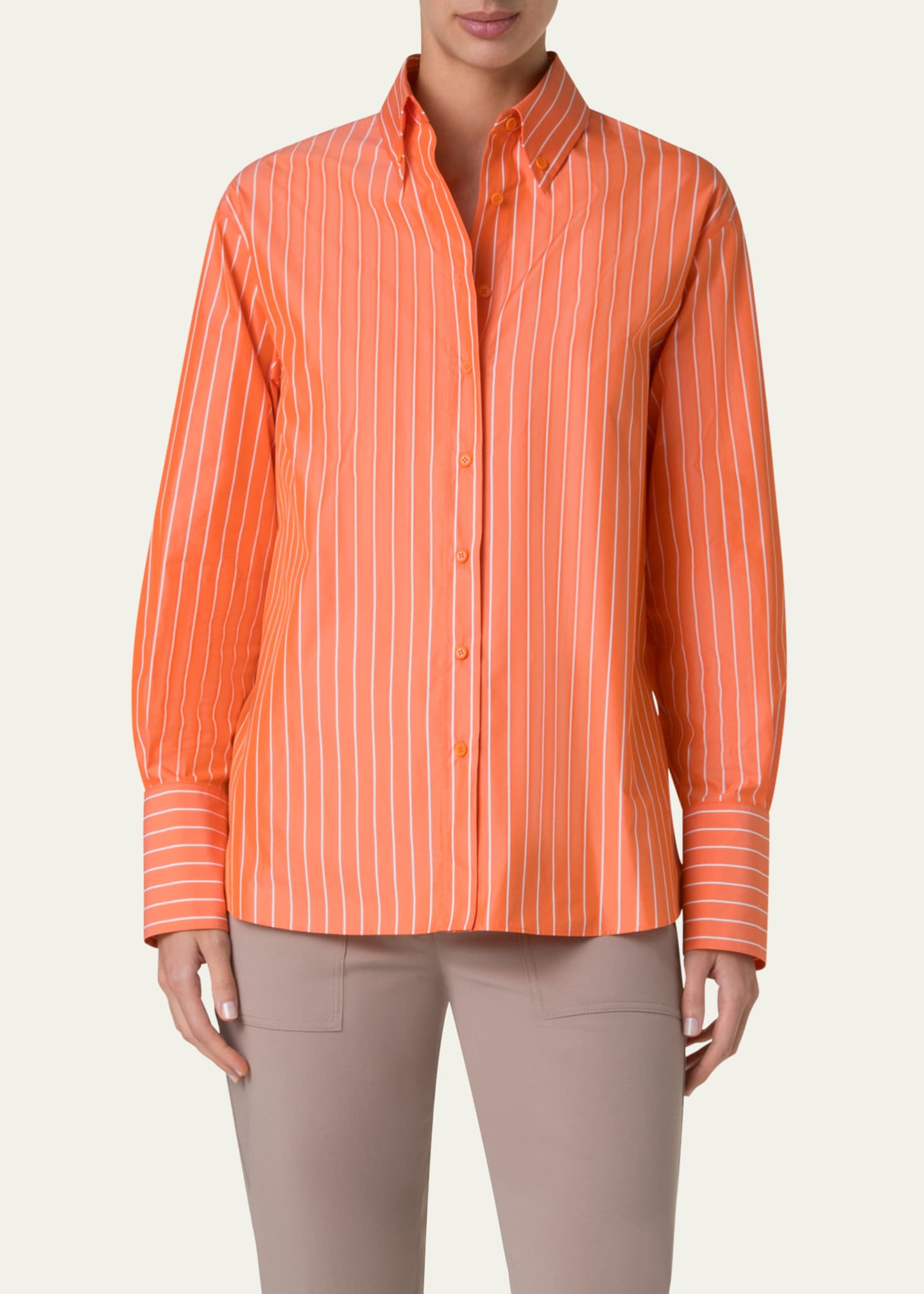 Akris punto Striped Cotton Poplin Shirt Image 4 of 5