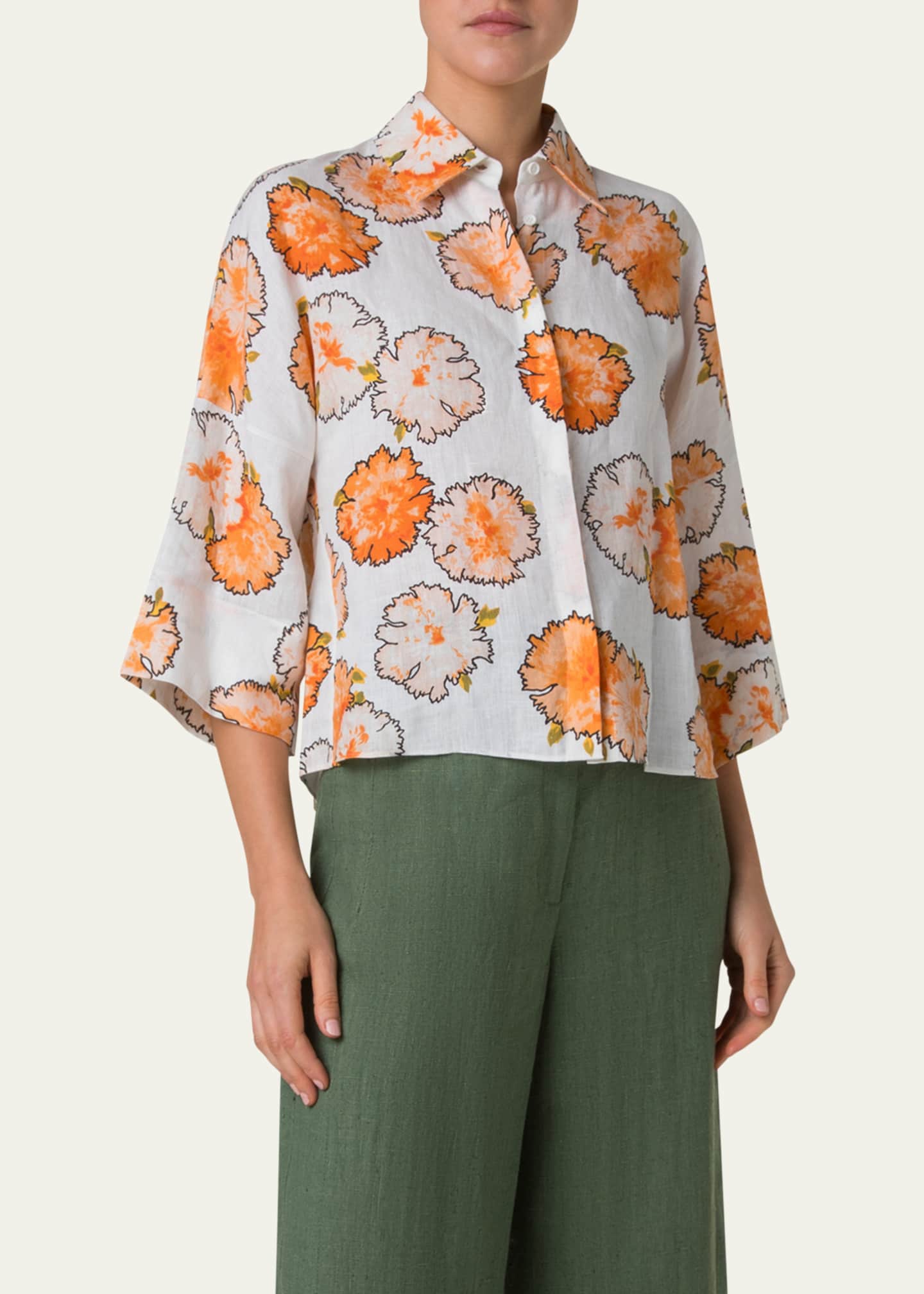 Akris punto Carnation Lightweight Linen Blouse Image 4 of 5