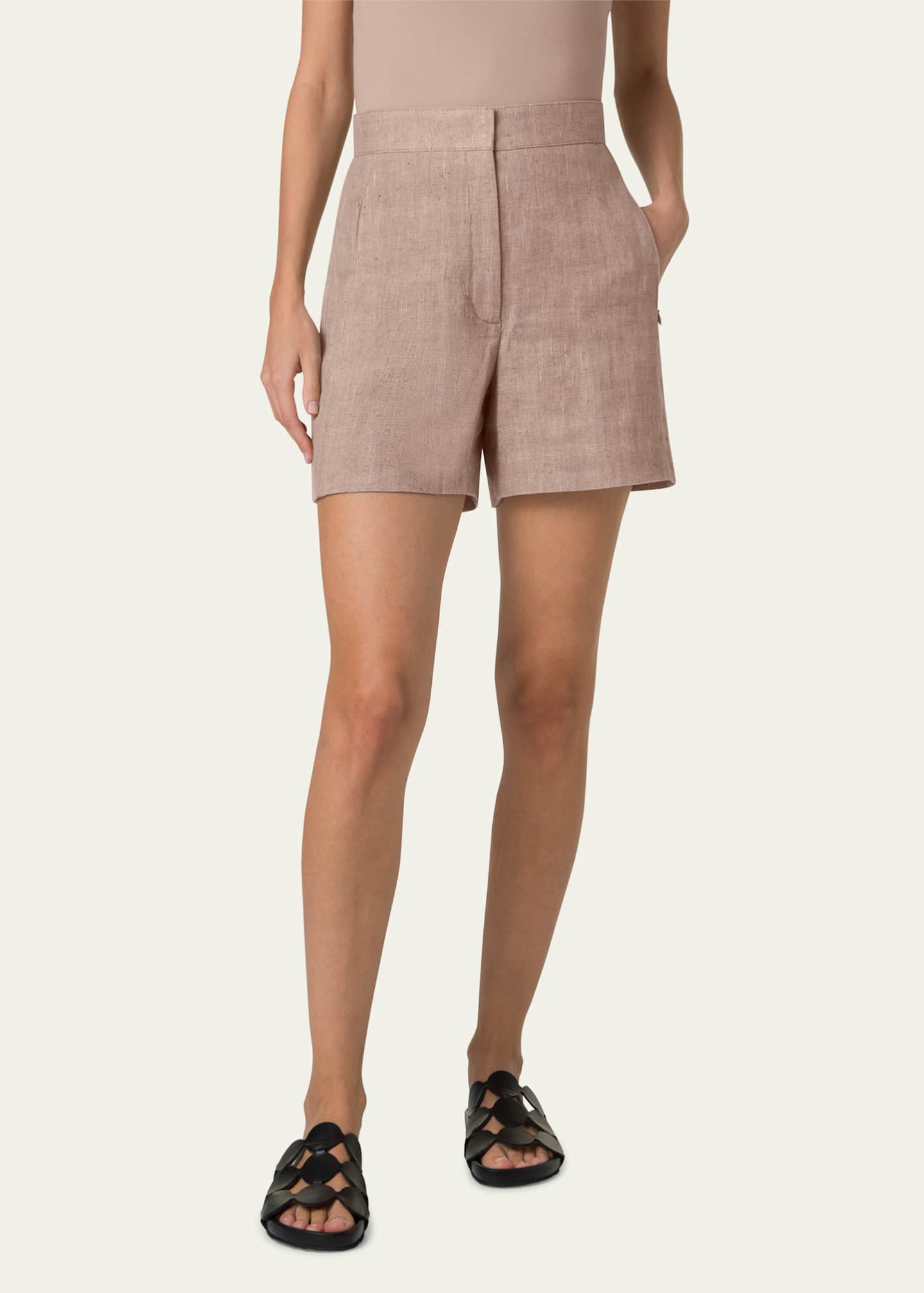Akris punto Filia Washed Raw Linen Shorts Image 2 of 5