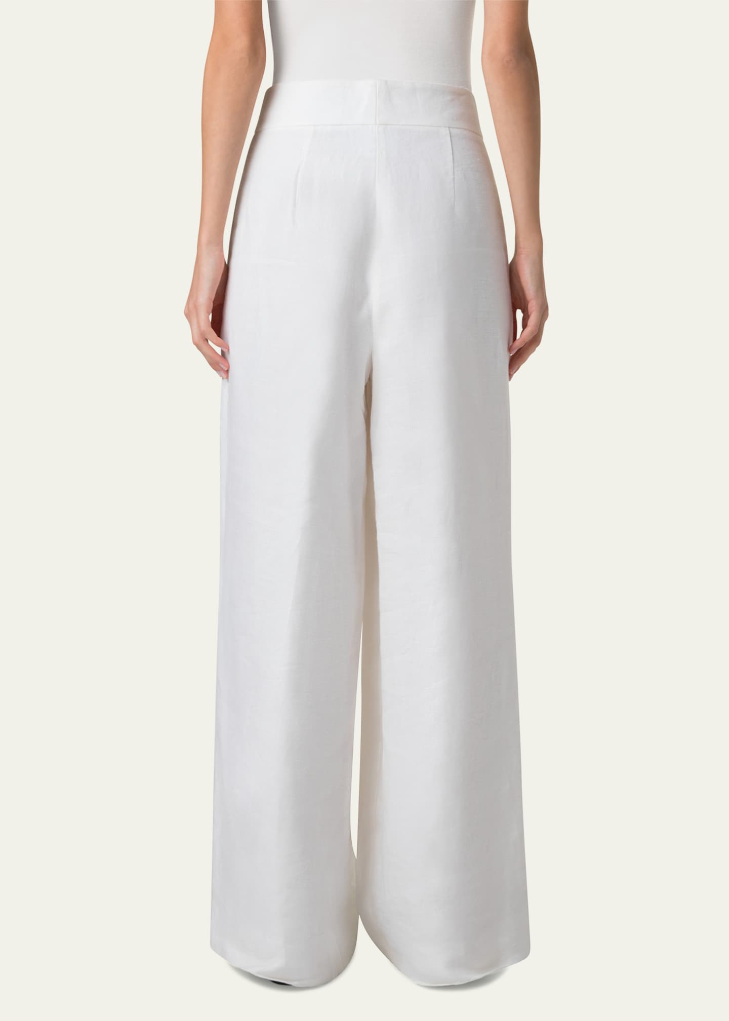 Akris punto Florence Pleated Linen Wide-Leg Pants Image 3 of 5