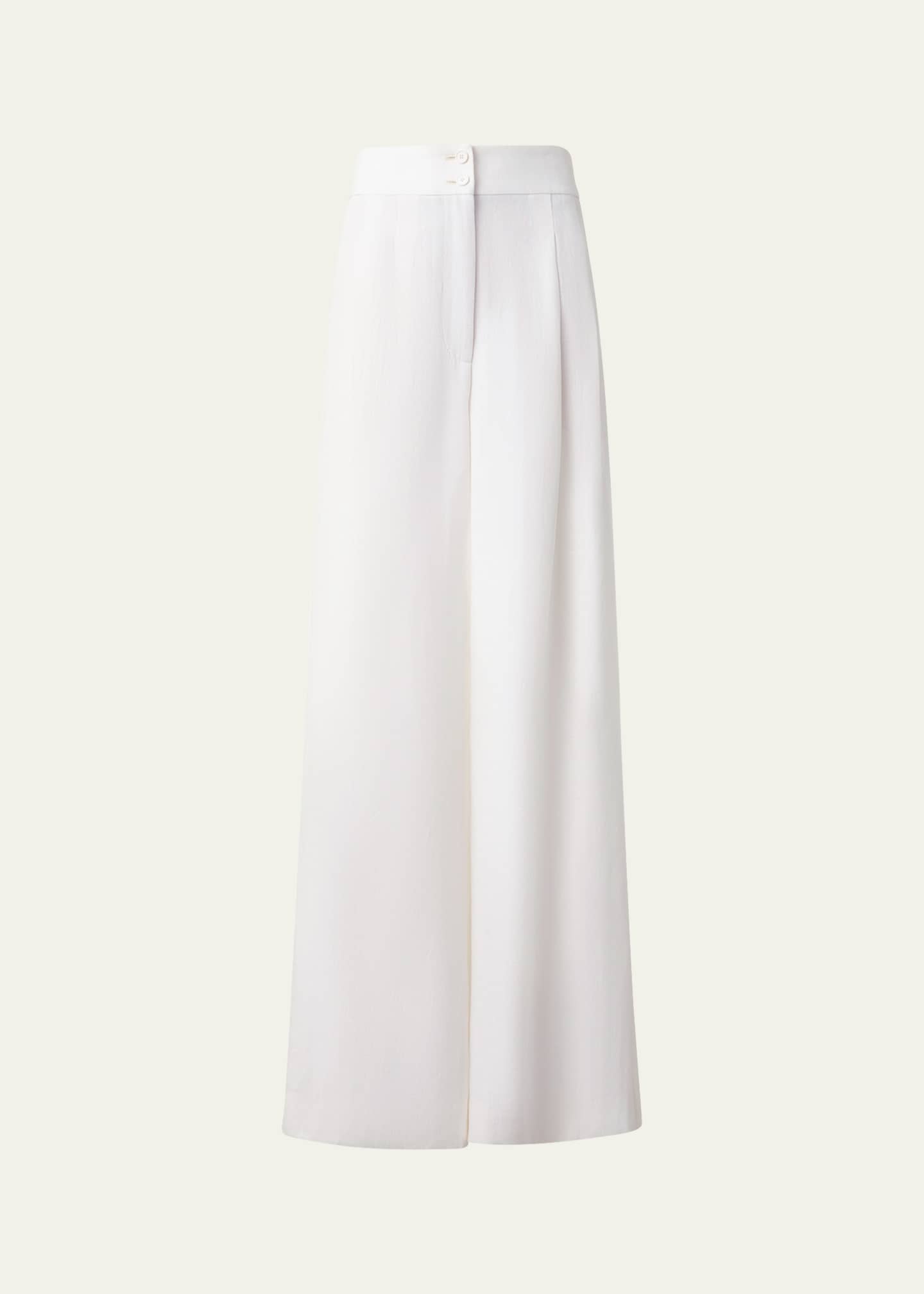 Akris punto Florence Pleated Linen Wide-Leg Pants Image 1 of 5