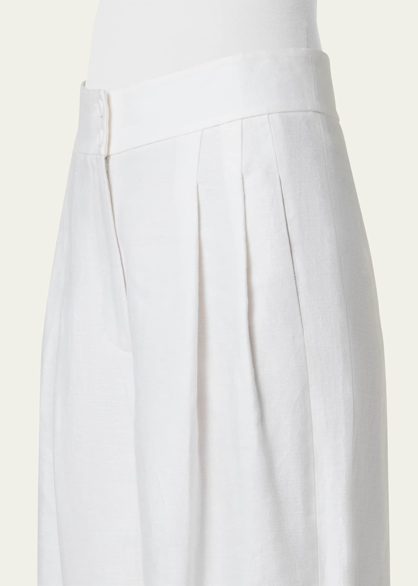 Akris punto Florence Pleated Linen Wide-Leg Pants Image 5 of 5