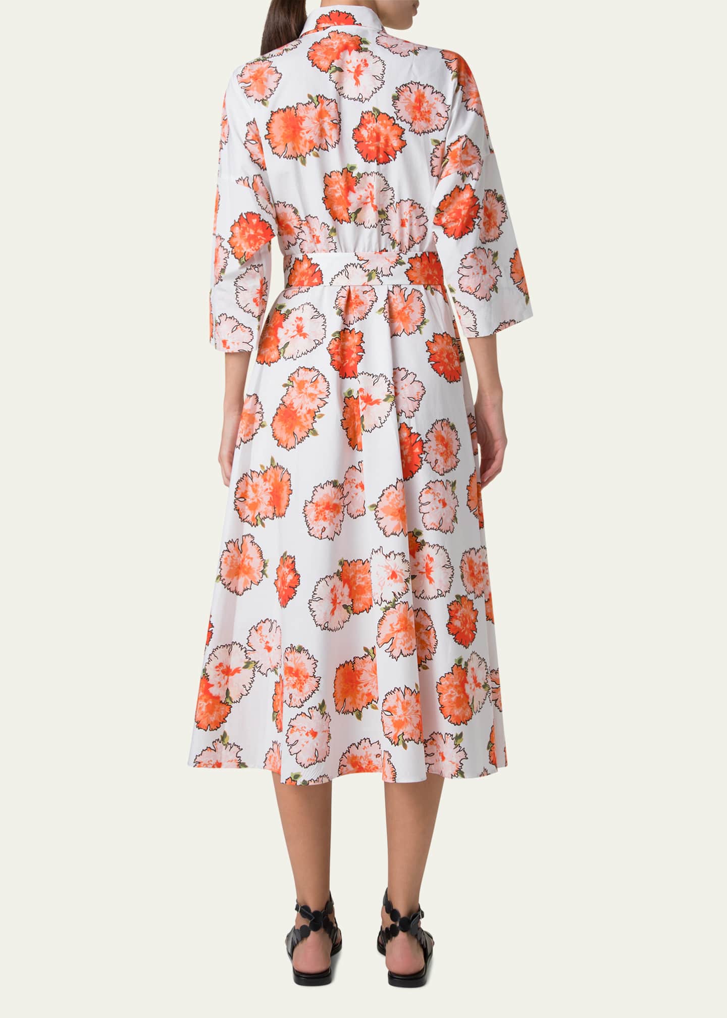 Akris punto Carnation Print Belted Midi Dress Image 3 of 5