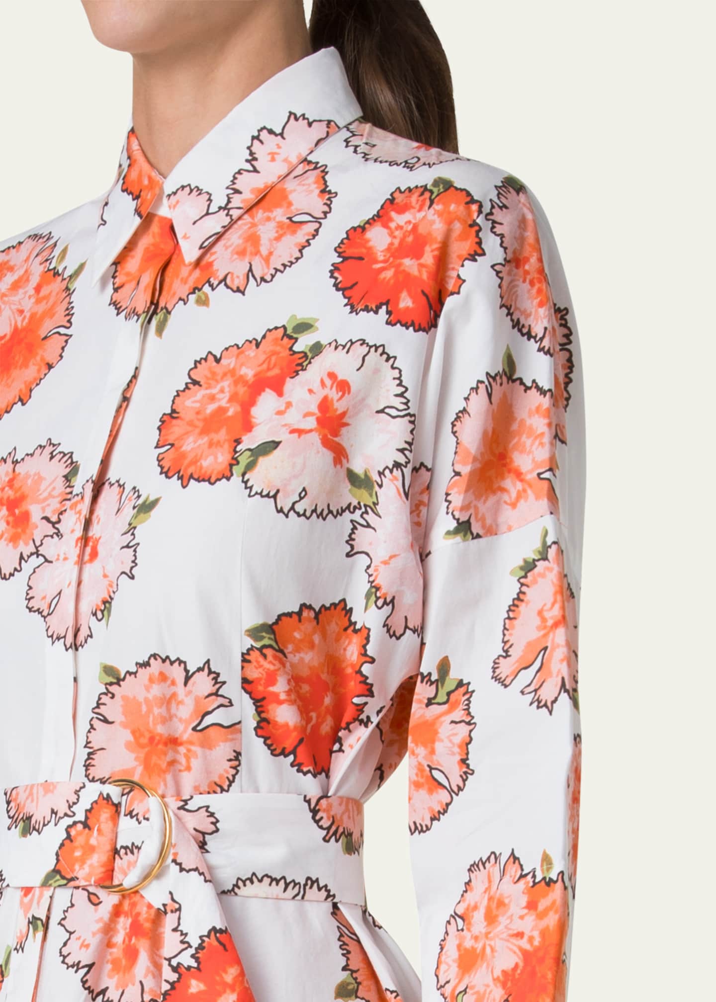 Akris punto Carnation Print Belted Midi Dress Image 5 of 5