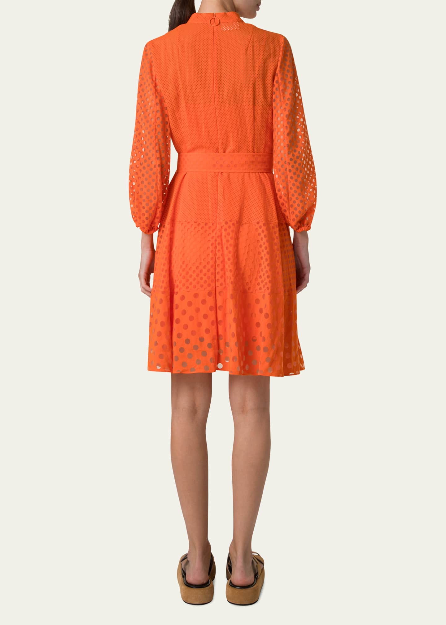 Akris punto Polka Dot Organzino Belted Shirt Dress Image 3 of 5