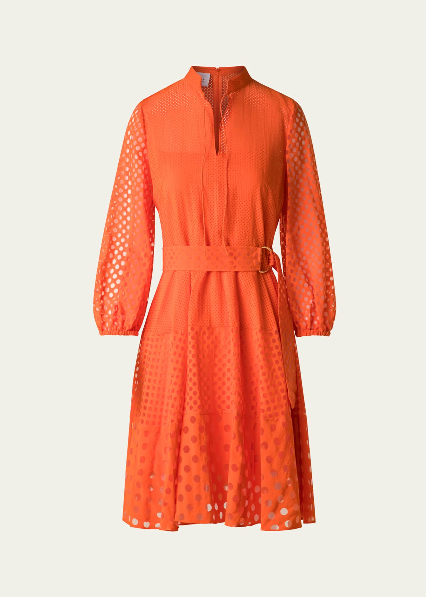 Akris punto Polka Dot Organzino Belted Shirt Dress Image 1 of 5