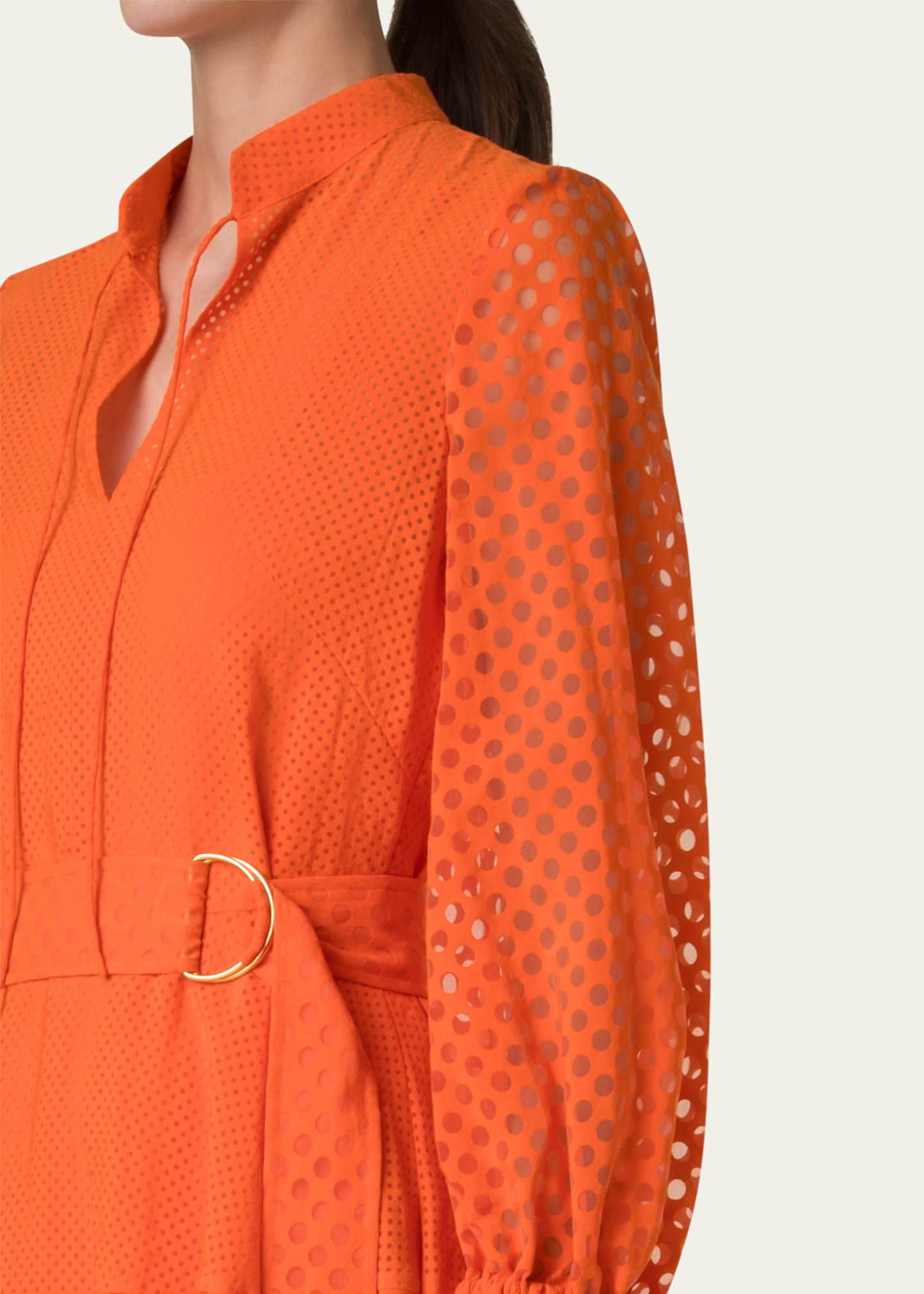 Akris punto Polka Dot Organzino Belted Shirt Dress Image 5 of 5