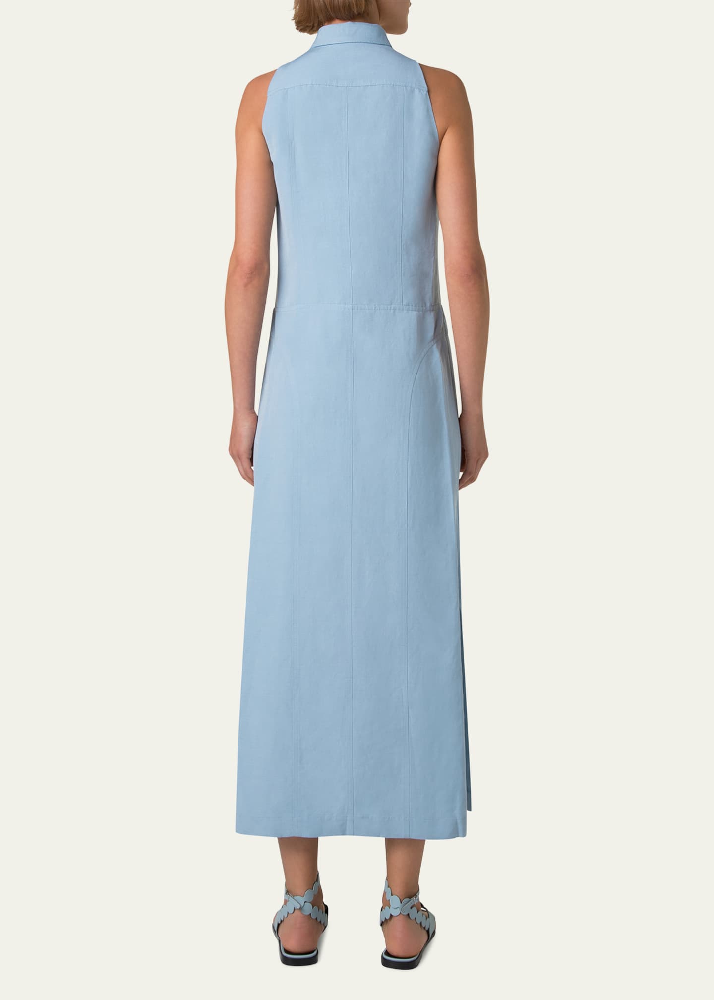 Akris punto Kent Collar Midi Linen Shirt Dress Image 3 of 5